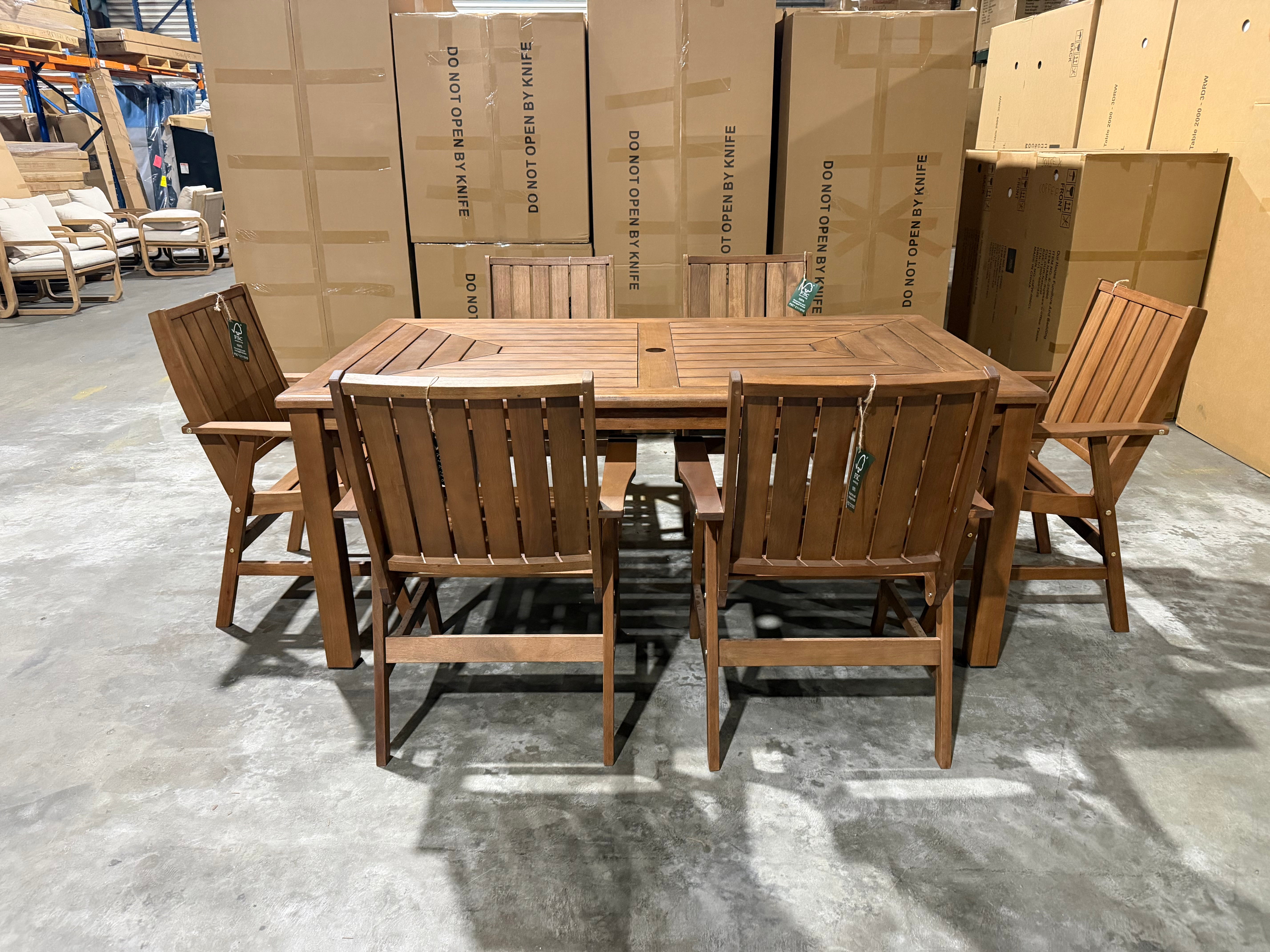 Nullabor 7pce Outdoor Setting 1800 Table 6 X Chairs