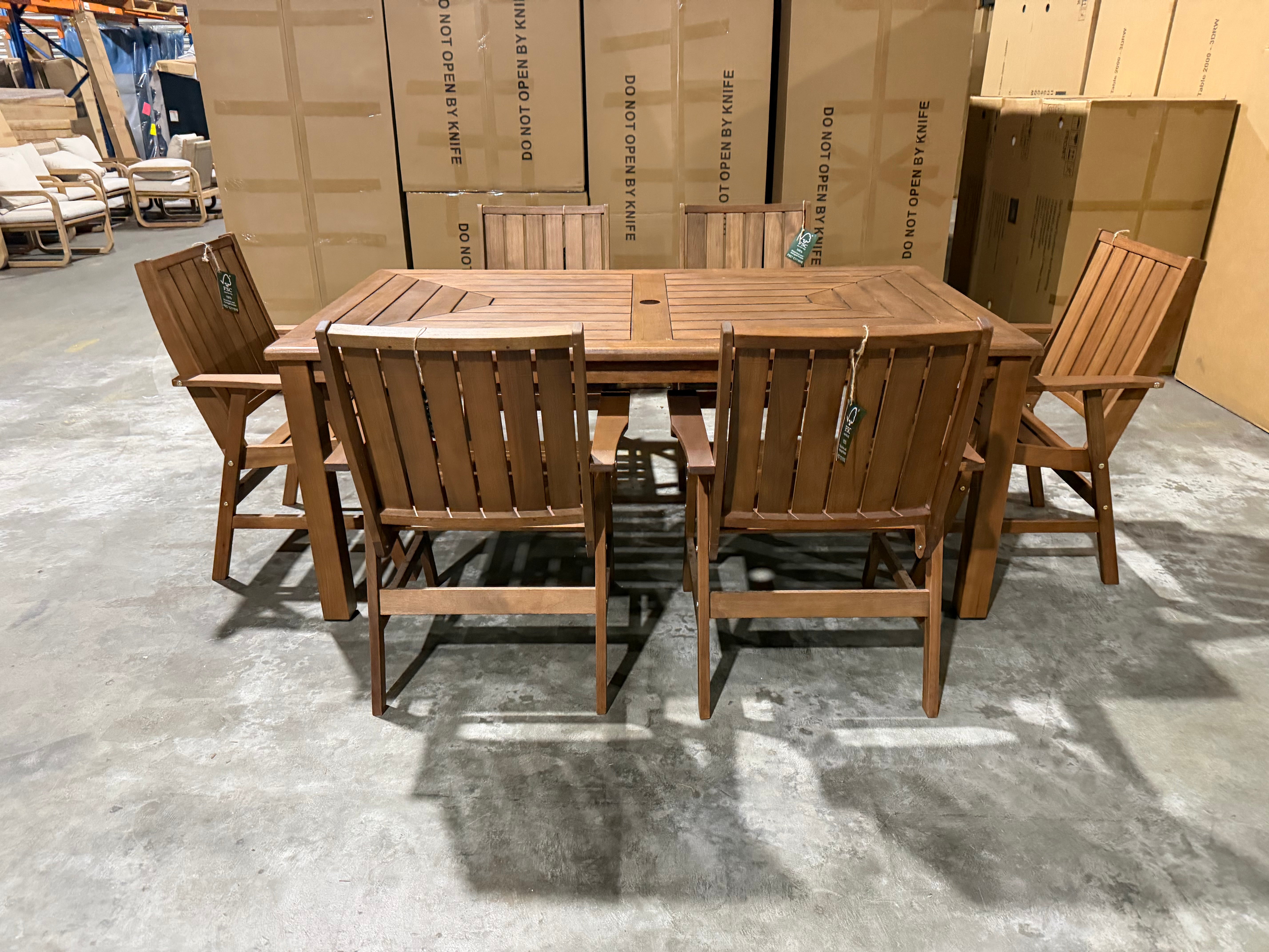 Nullabor 7pce Outdoor Setting 1800 Table 6 X Chairs