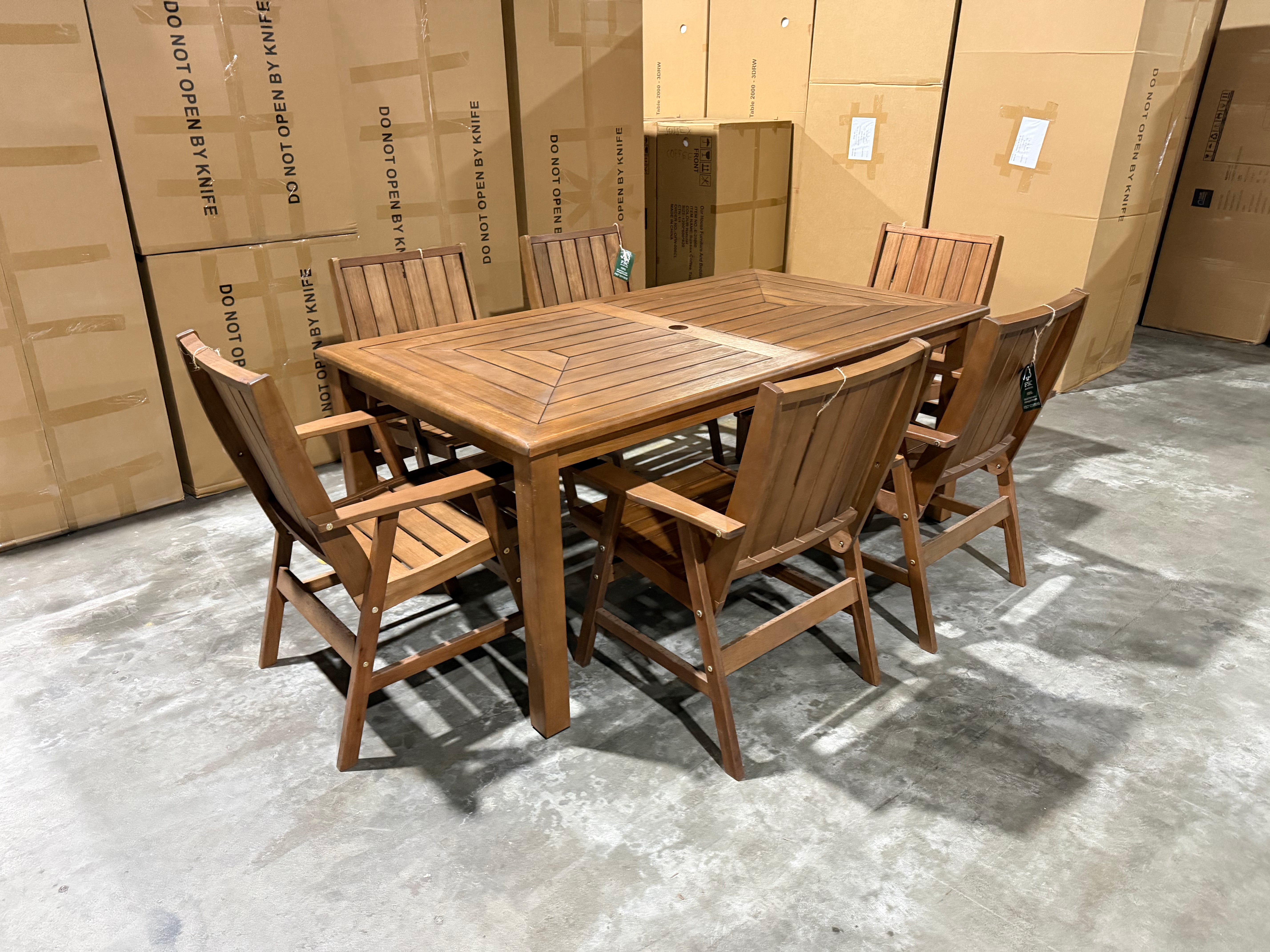 Nullabor 7pce Outdoor Setting 1800 Table 6 X Chairs