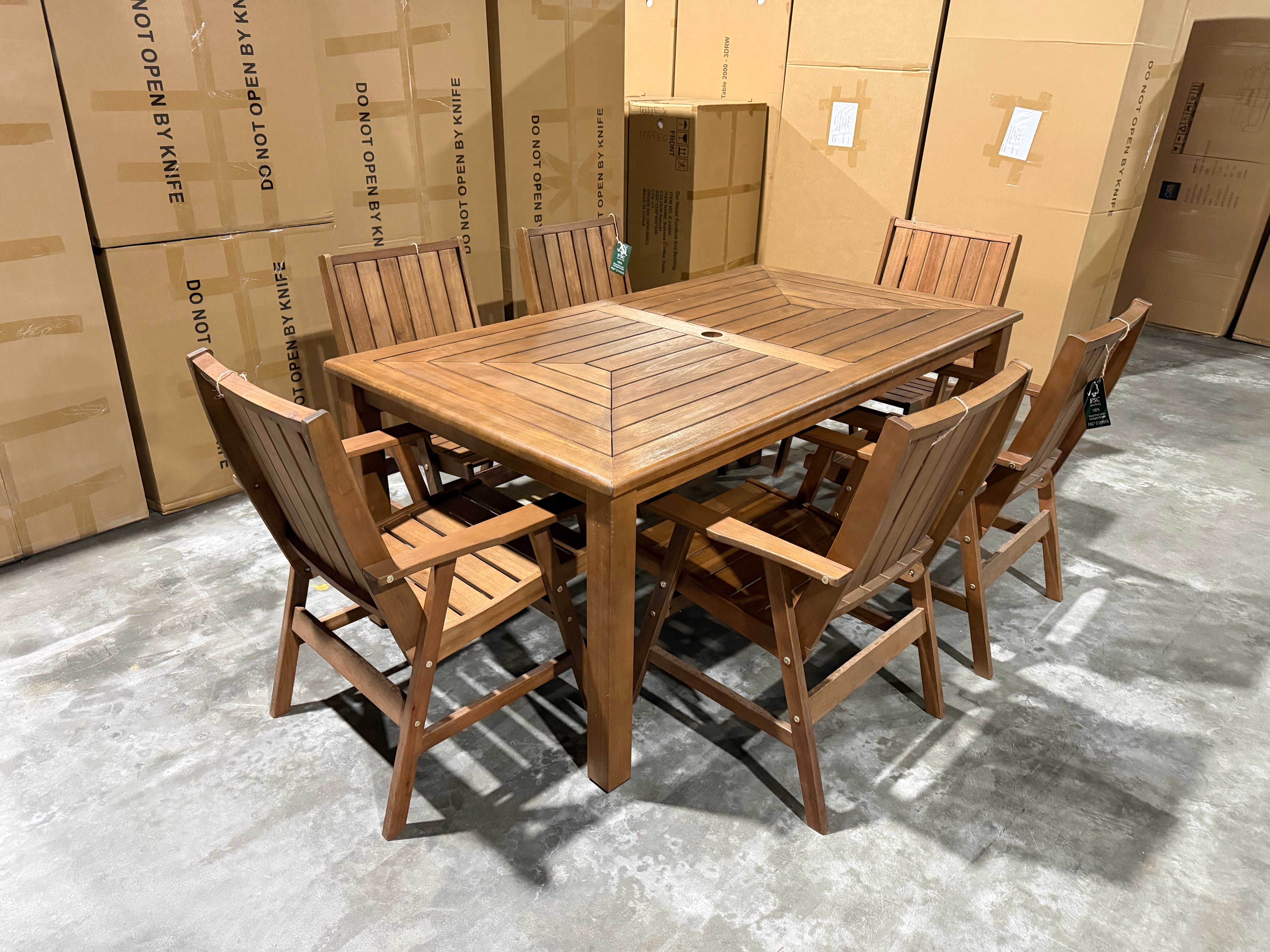 Nullabor 7pce Outdoor Setting 1800 Table 6 X Chairs