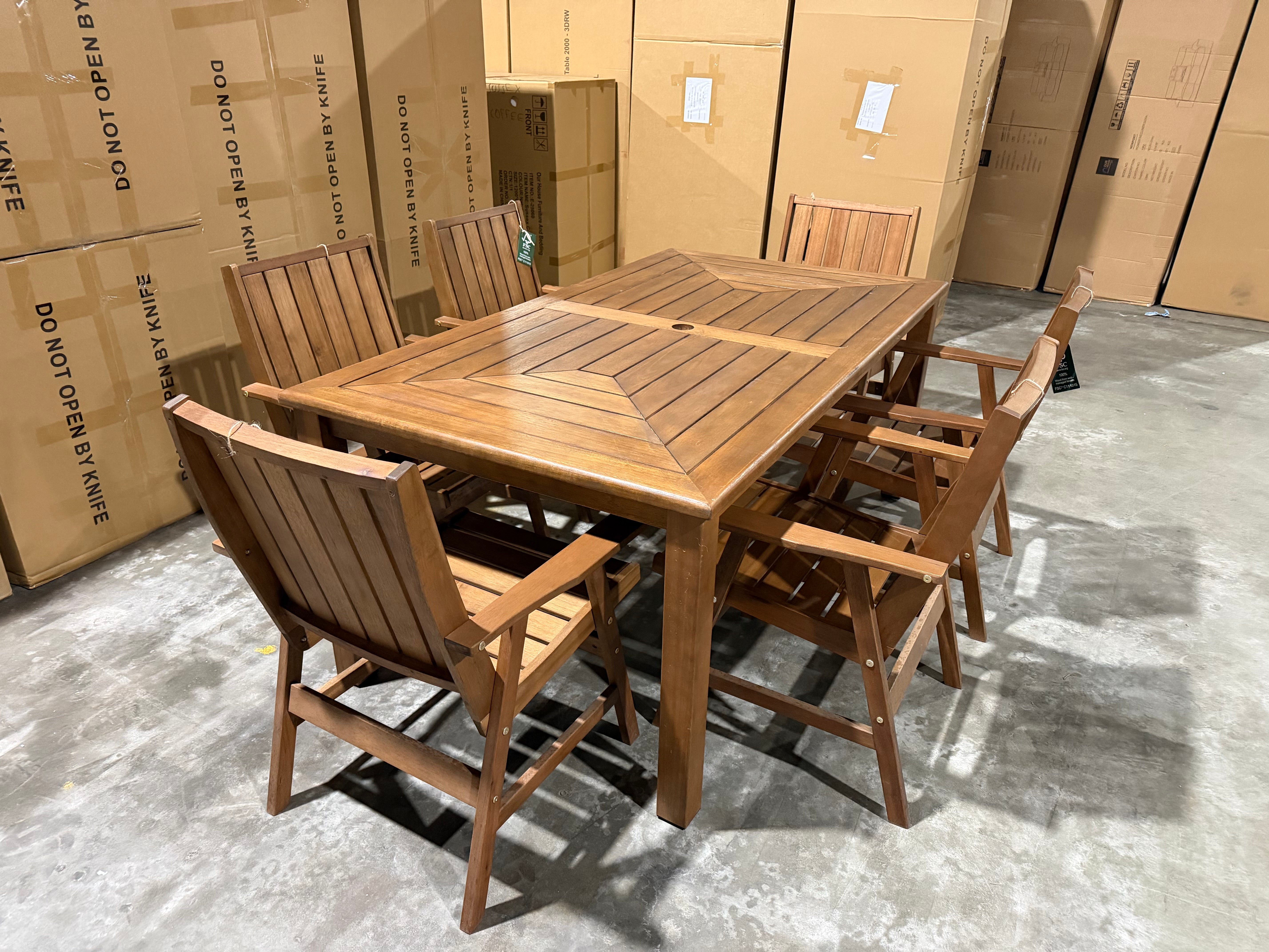 Nullabor 7pce Outdoor Setting 1800 Table 6 X Chairs