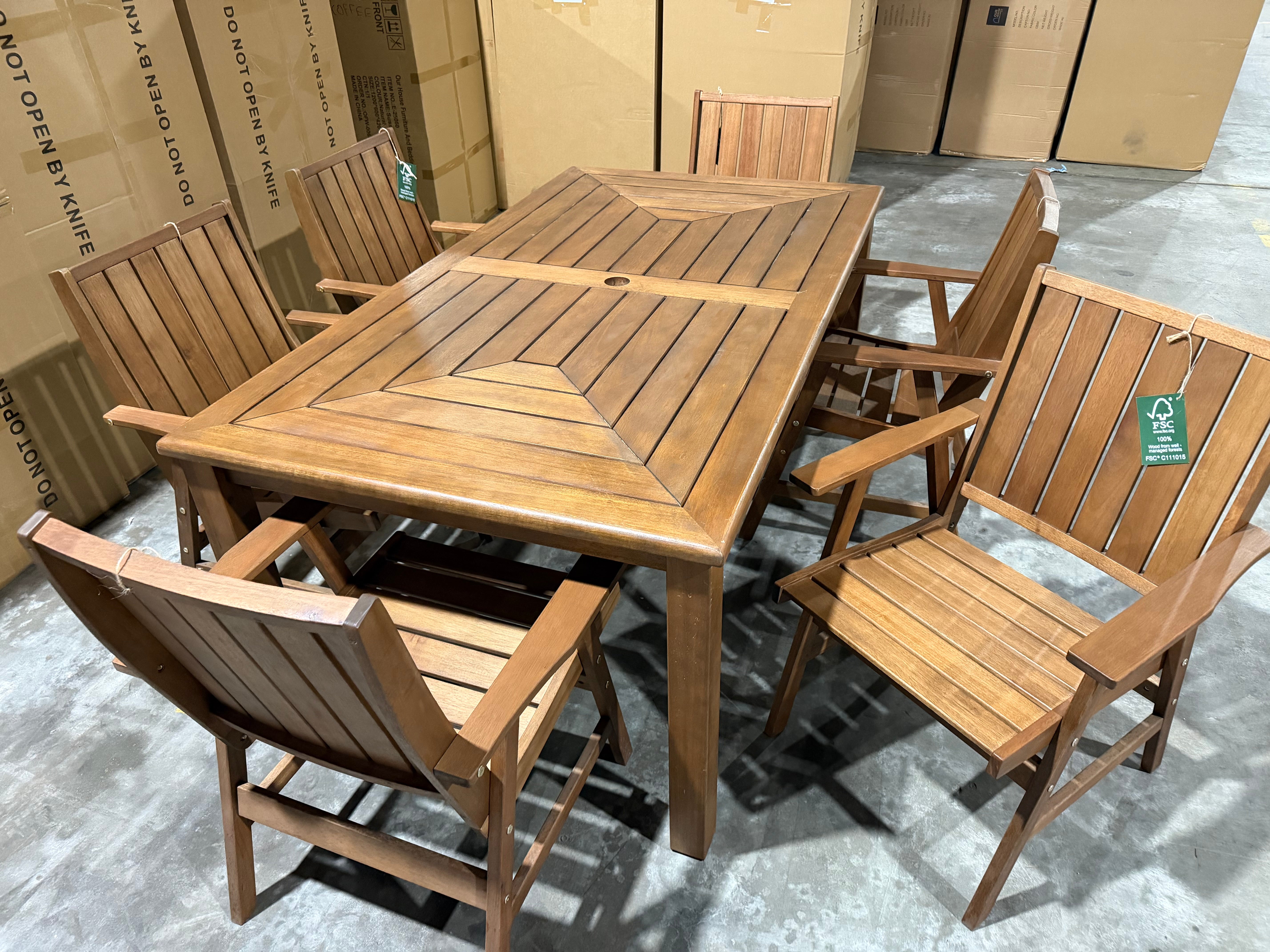 Nullabor 7pce Outdoor Setting 1800 Table 6 X Chairs