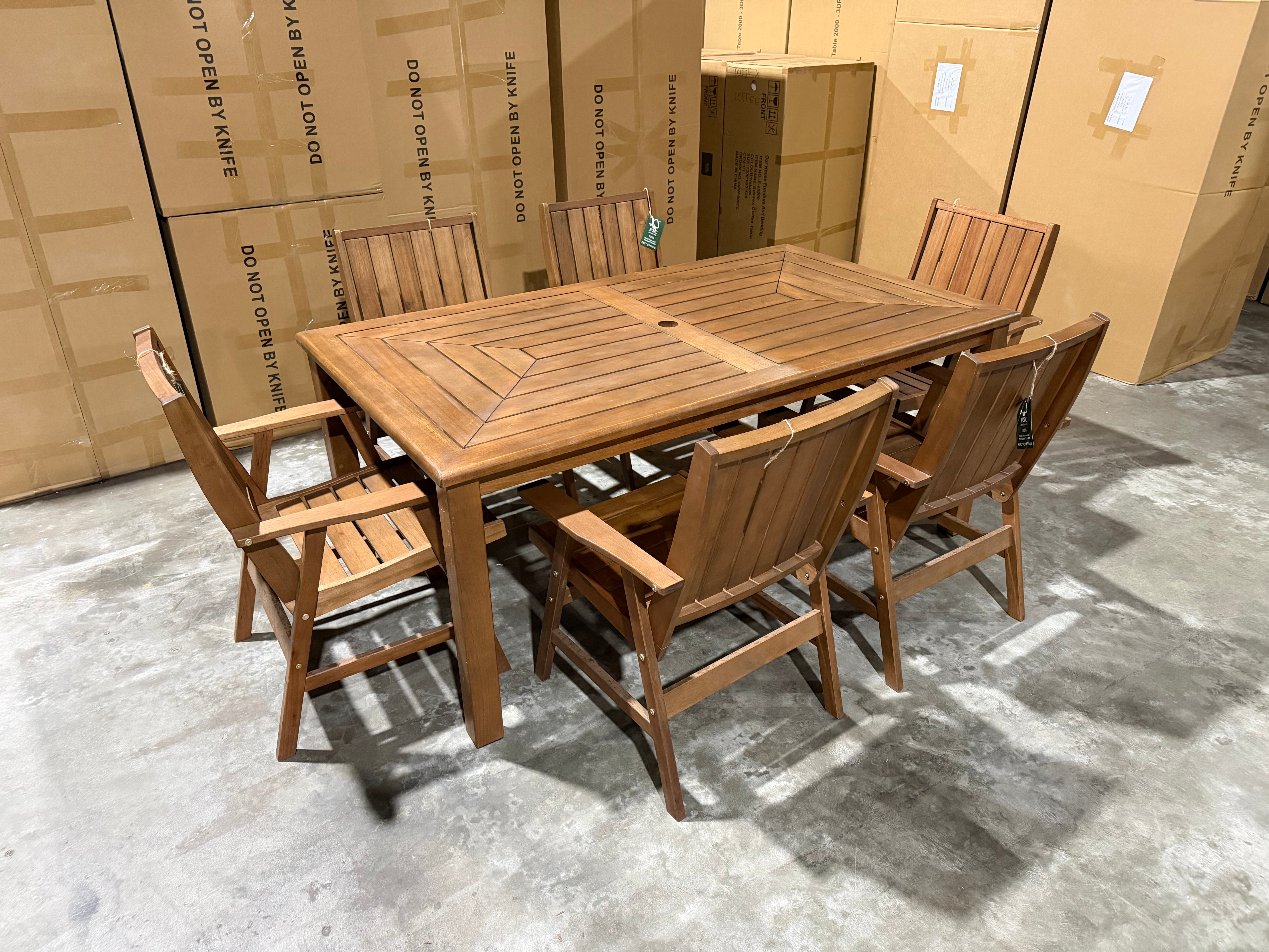 Nullabor 7pce Outdoor Setting 1800 Table 6 X Chairs