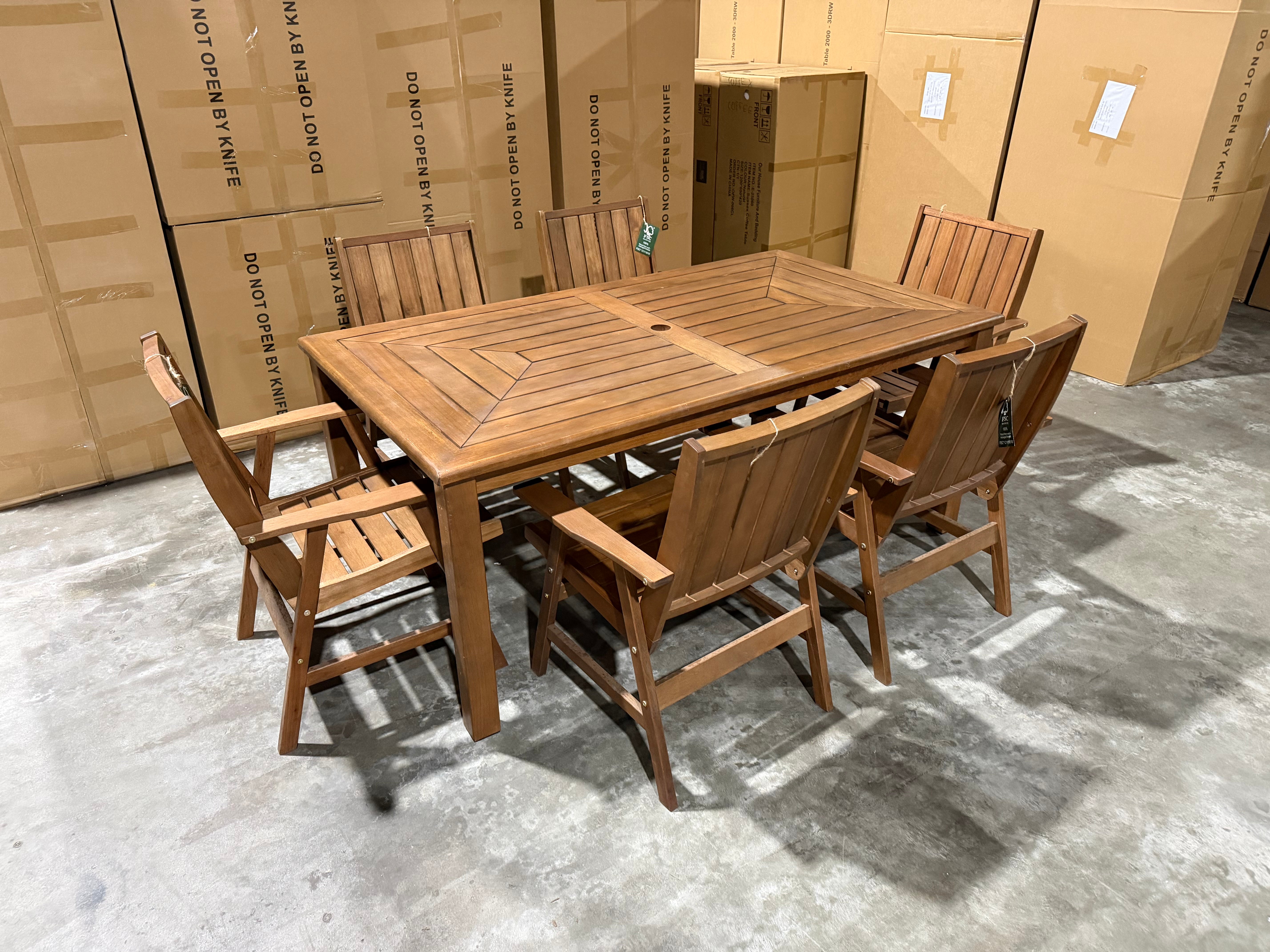 Nullabor 7pce Outdoor Setting 1800 Table 6 X Chairs