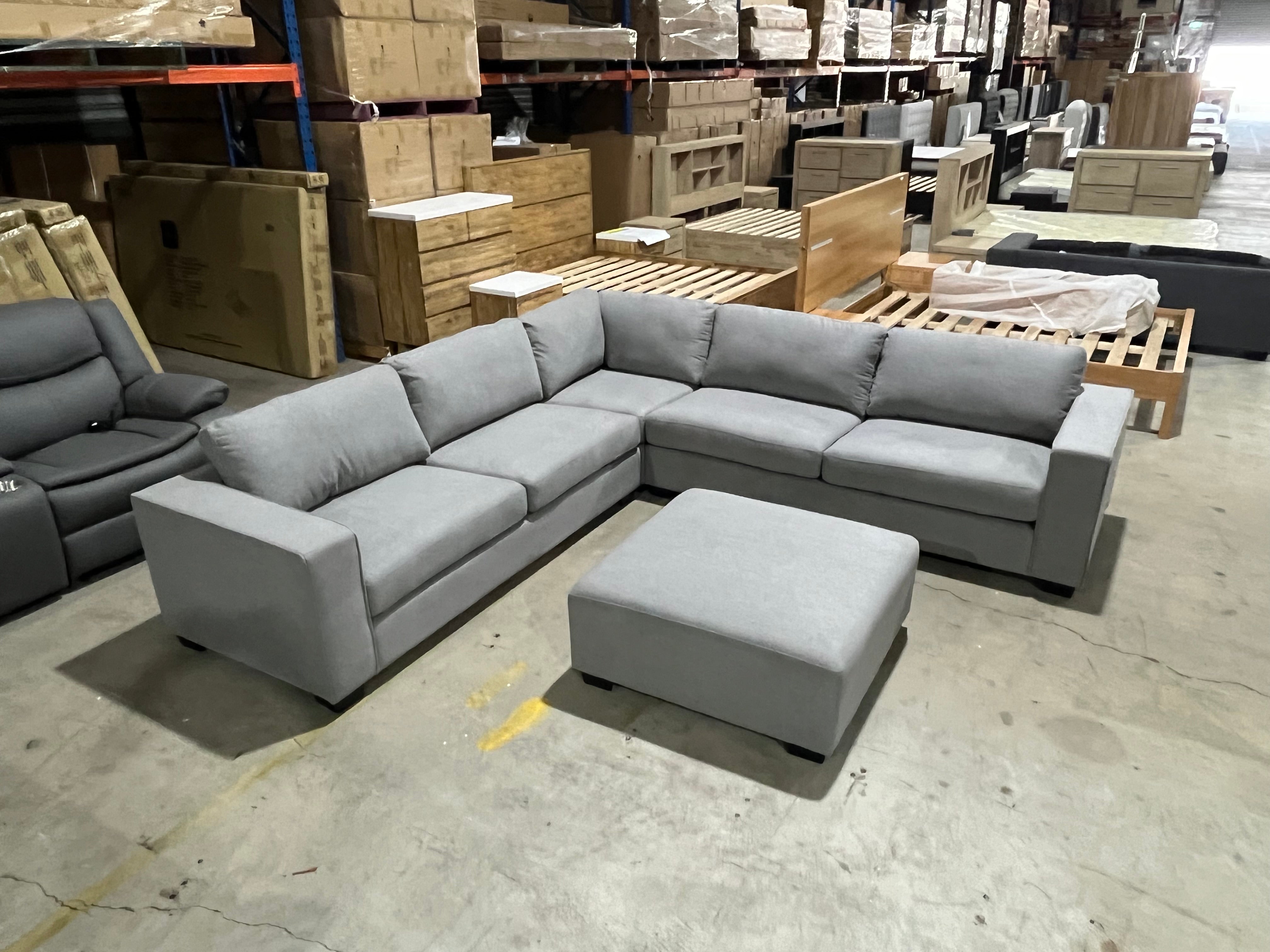 Jesse Corner Lounge With Ottoman In Smoke Grey