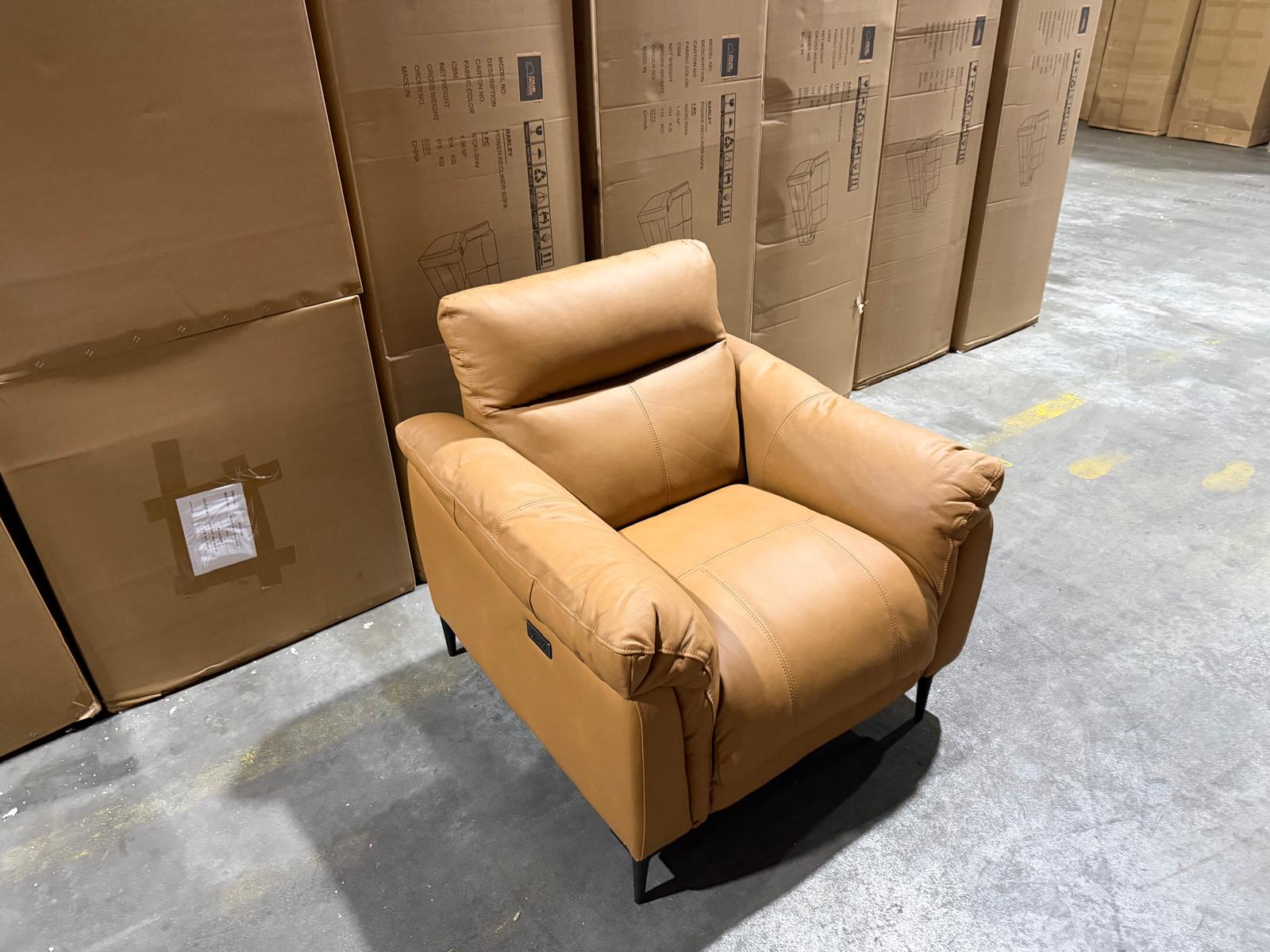 Oasis Single Recliner Leather Match (TAN)
