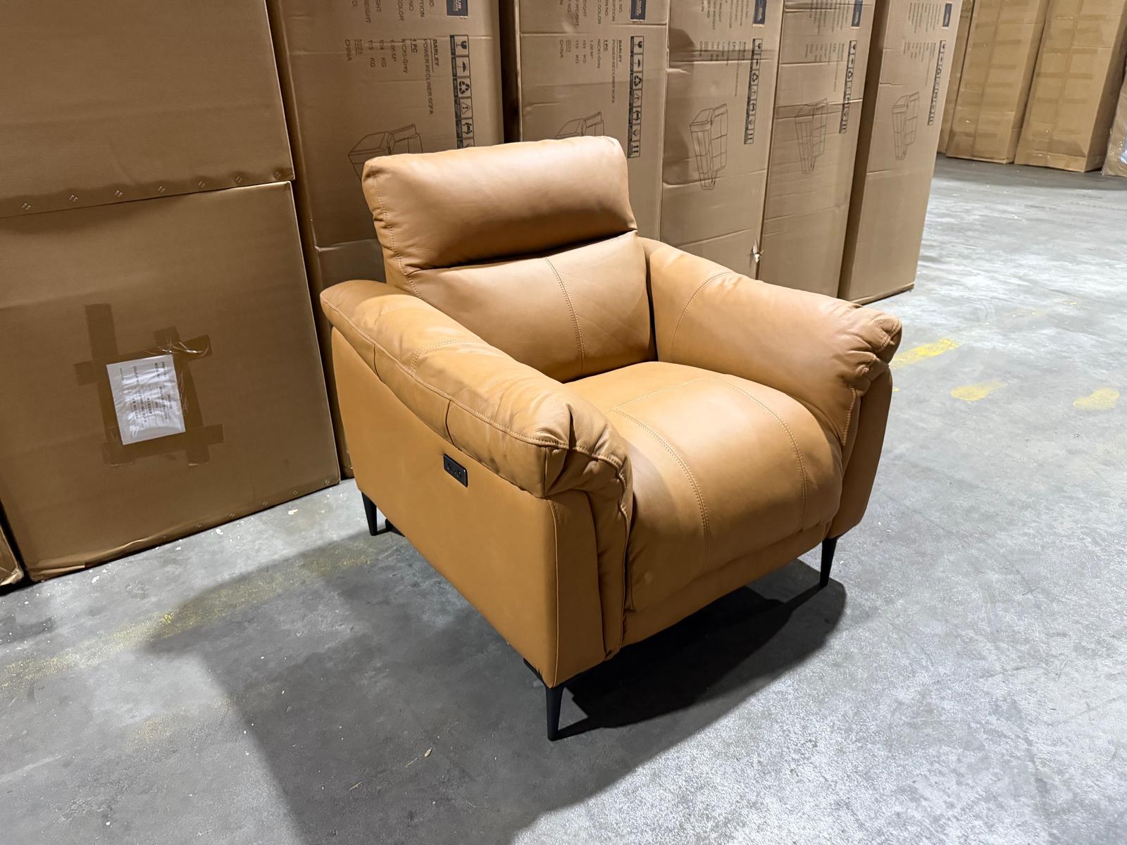 Oasis Single Recliner Leather Match (TAN)