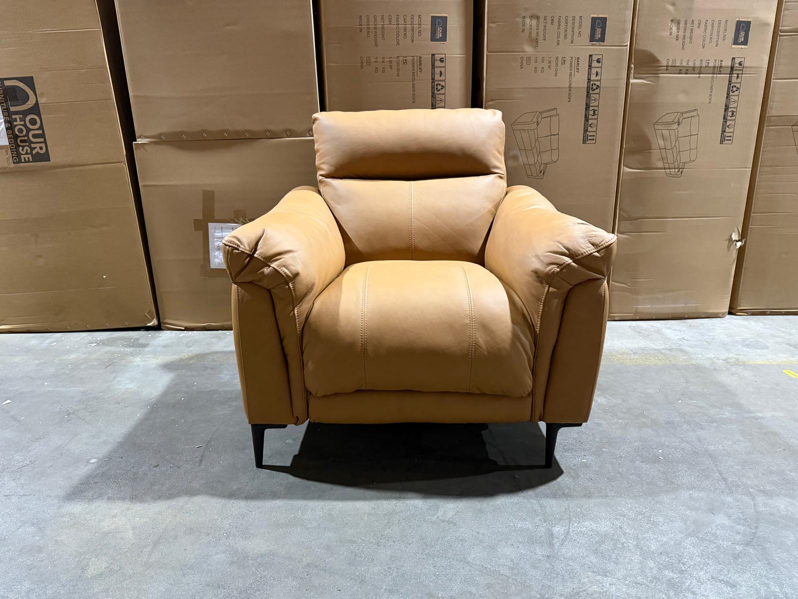 Oasis Single Recliner Leather Match (TAN)