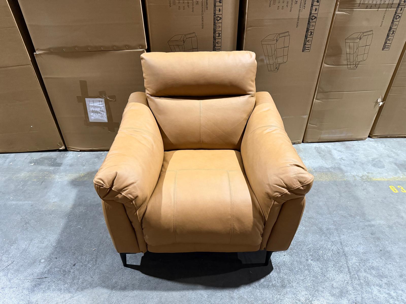 Oasis Single Recliner Leather Match (TAN)