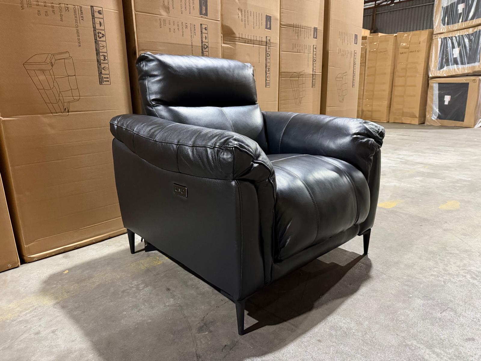 Oasis Single Recliner Leather Match (BLACK)