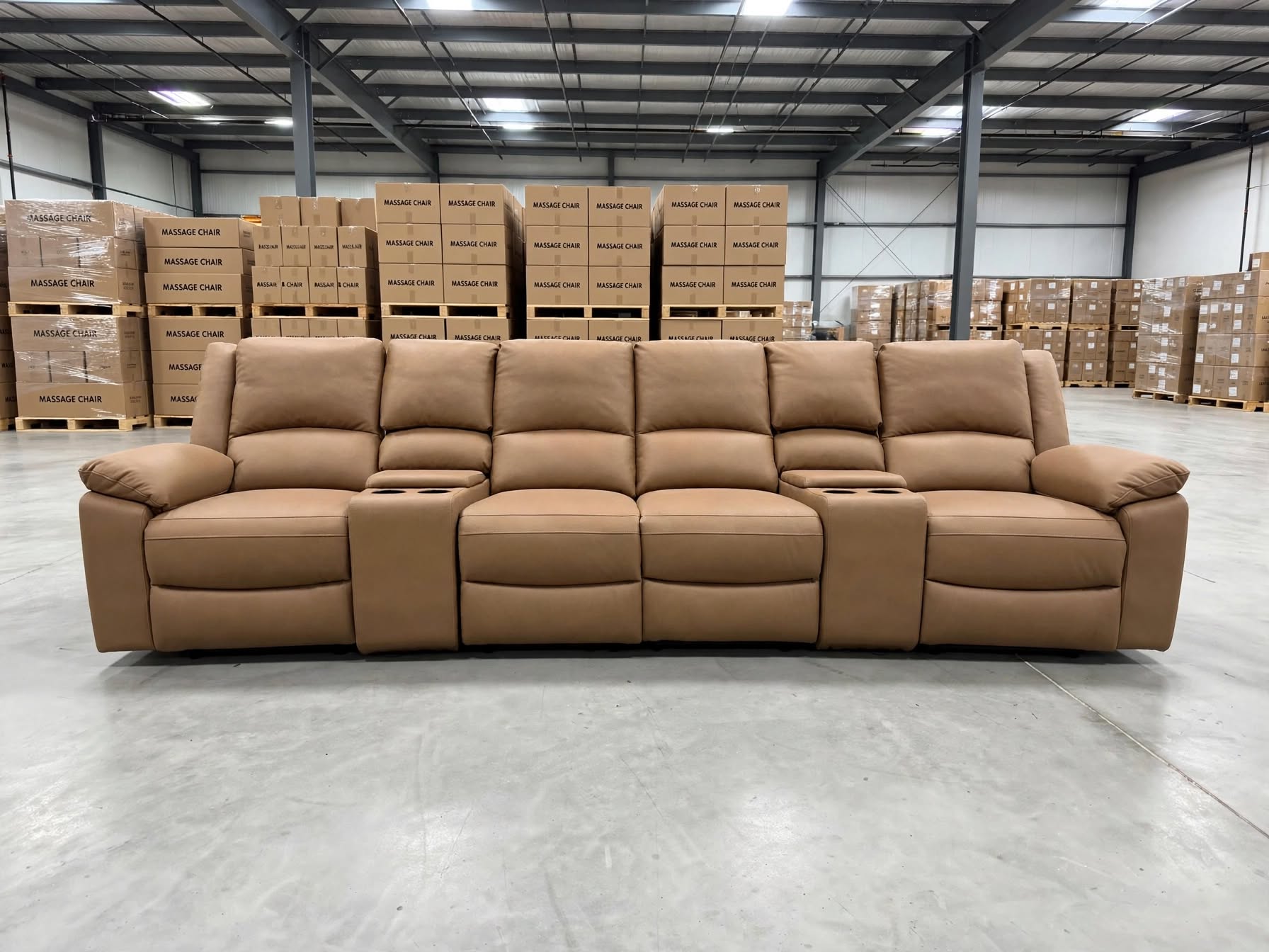 Bradford Home Theatre lounge 4 electric recliners in Tan