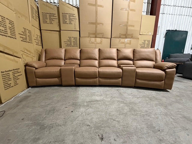 Bradford Home Theatre lounge 4 electric recliners in Tan