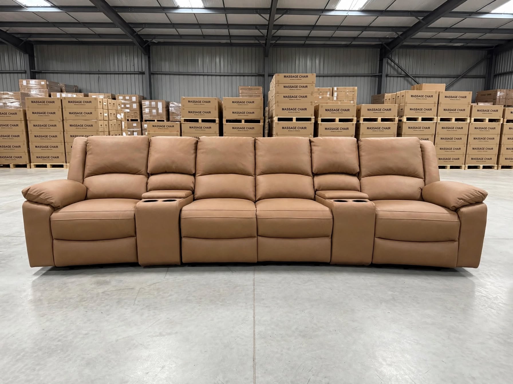 Bradford Home Theatre lounge 4 electric recliners in Tan
