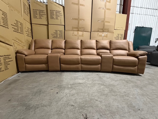 Bradford Home Theatre lounge 4 electric recliners in Tan