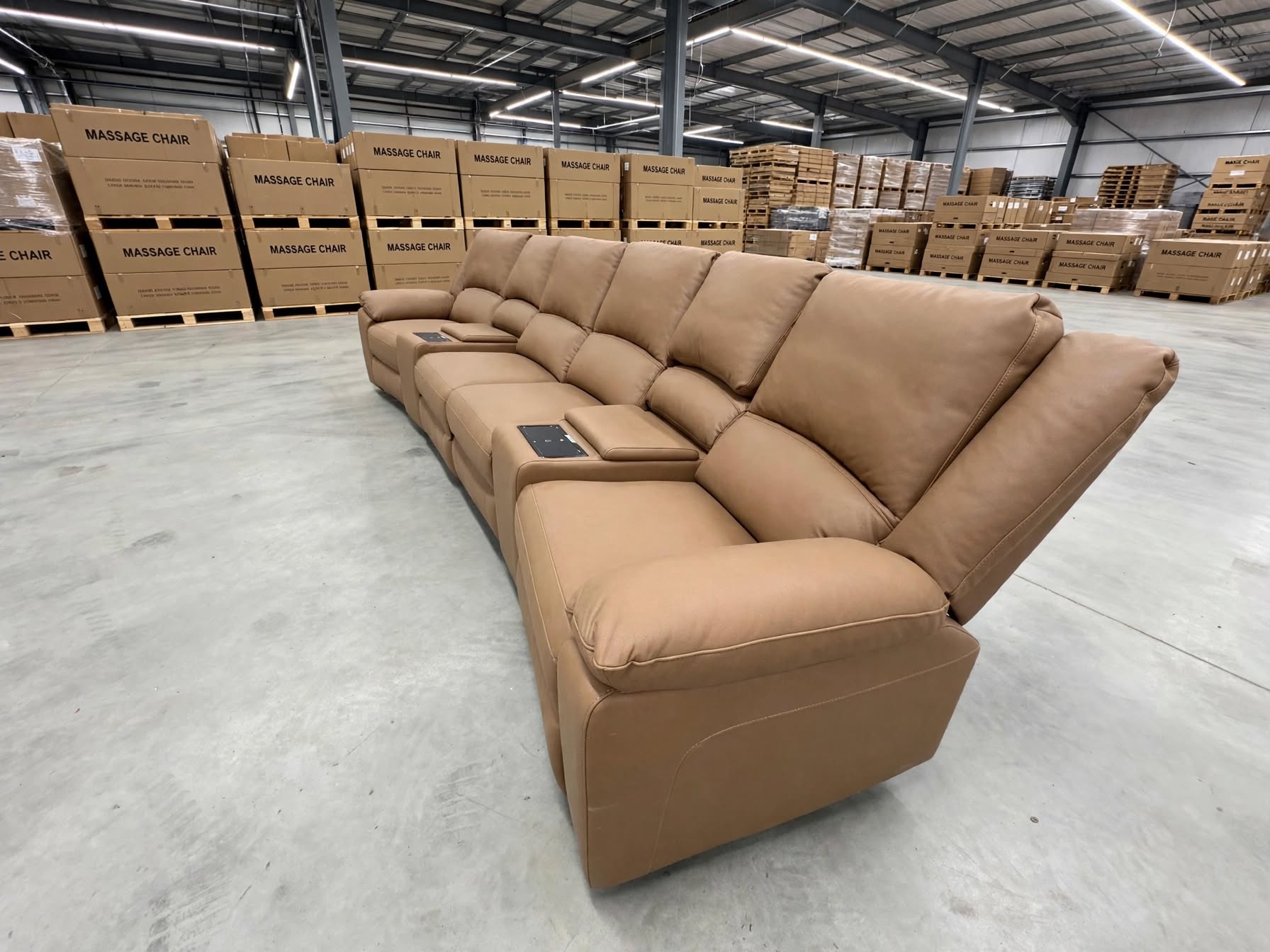 Bradford Home Theatre lounge 4 electric recliners in Tan