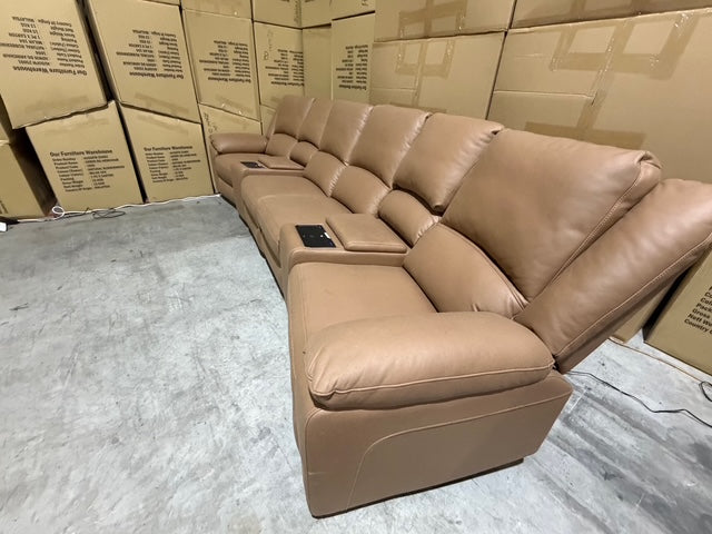 Bradford Home Theatre lounge 4 electric recliners in Tan