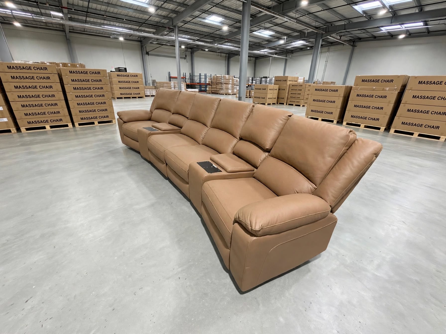 Bradford Home Theatre lounge 4 electric recliners in Tan