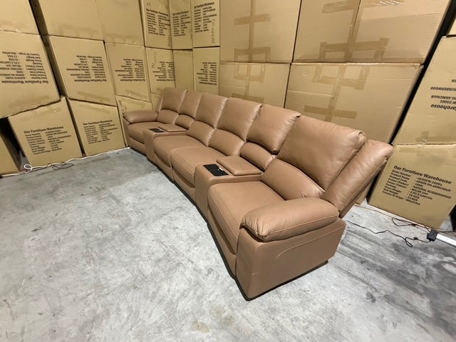 Bradford Home Theatre lounge 4 electric recliners in Tan