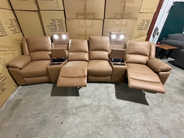Bradford Home Theatre lounge 4 electric recliners in Tan