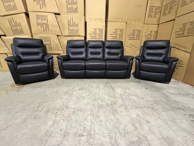 Barrett 3 Piece Leather Recliner Package In Black
