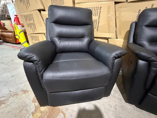 Barrett 3 Piece Leather Recliner Package In Black