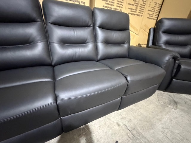 Barrett 3 Piece Leather Recliner Package In Black