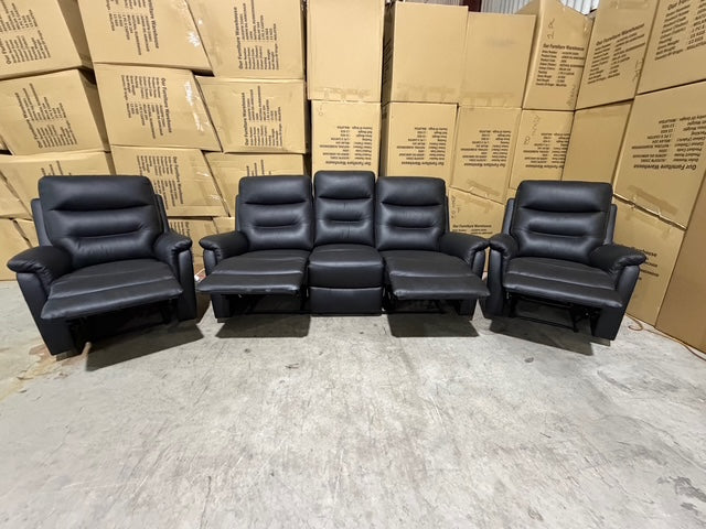 Barrett 3 Piece Leather Recliner Package In Black
