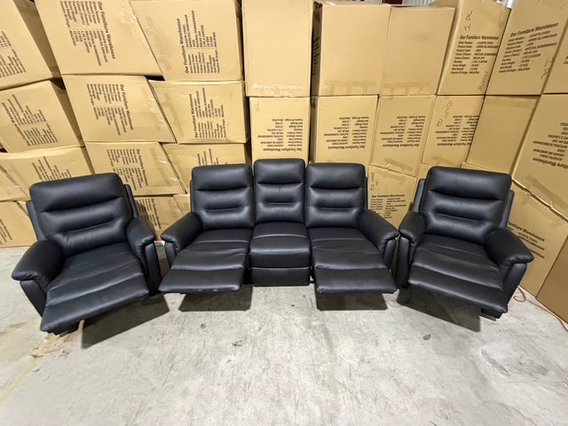 Barrett 3 Piece Leather Recliner Package In Black