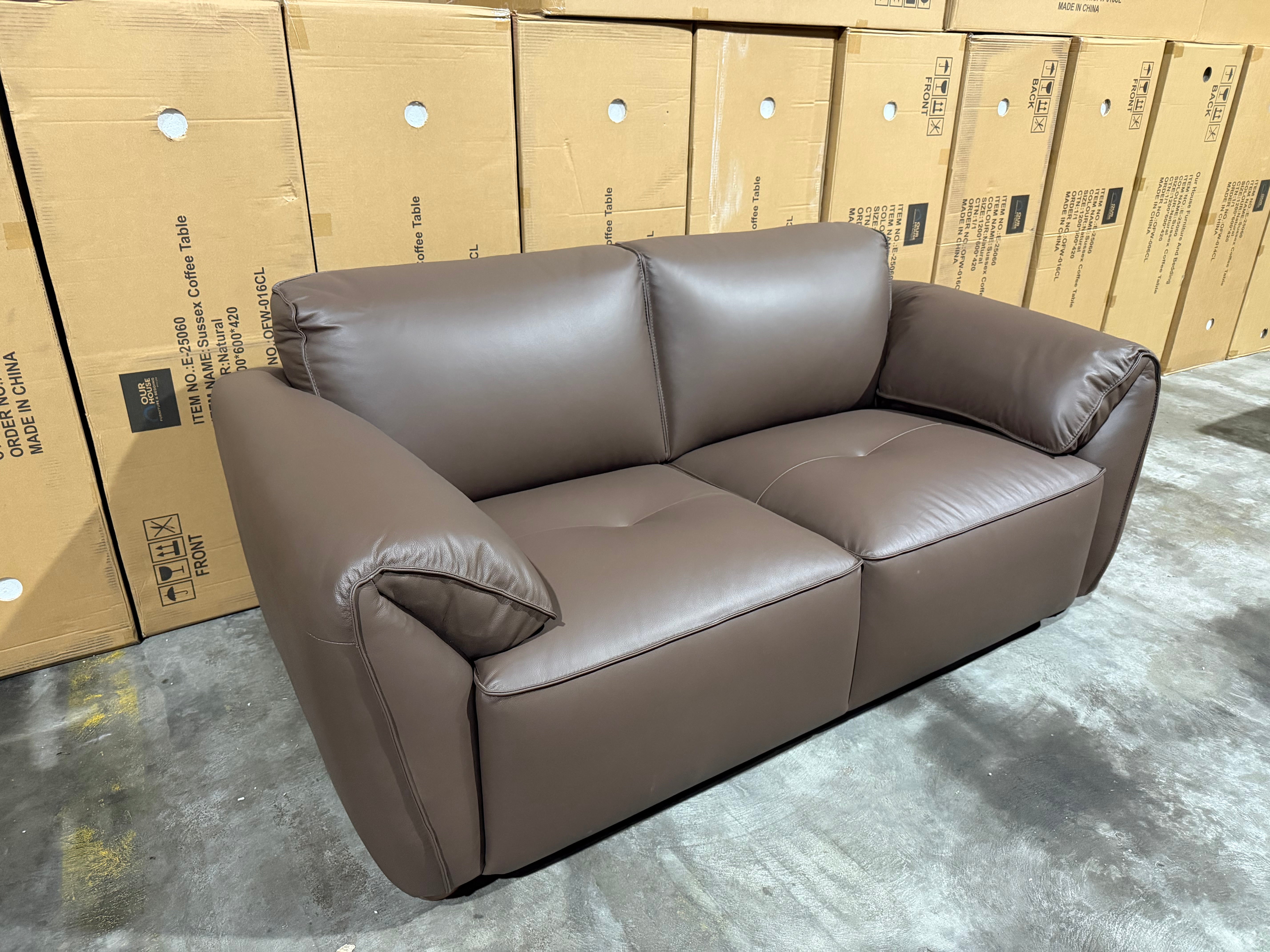 Sapphire 2 Seater Sofa In Brown Leather