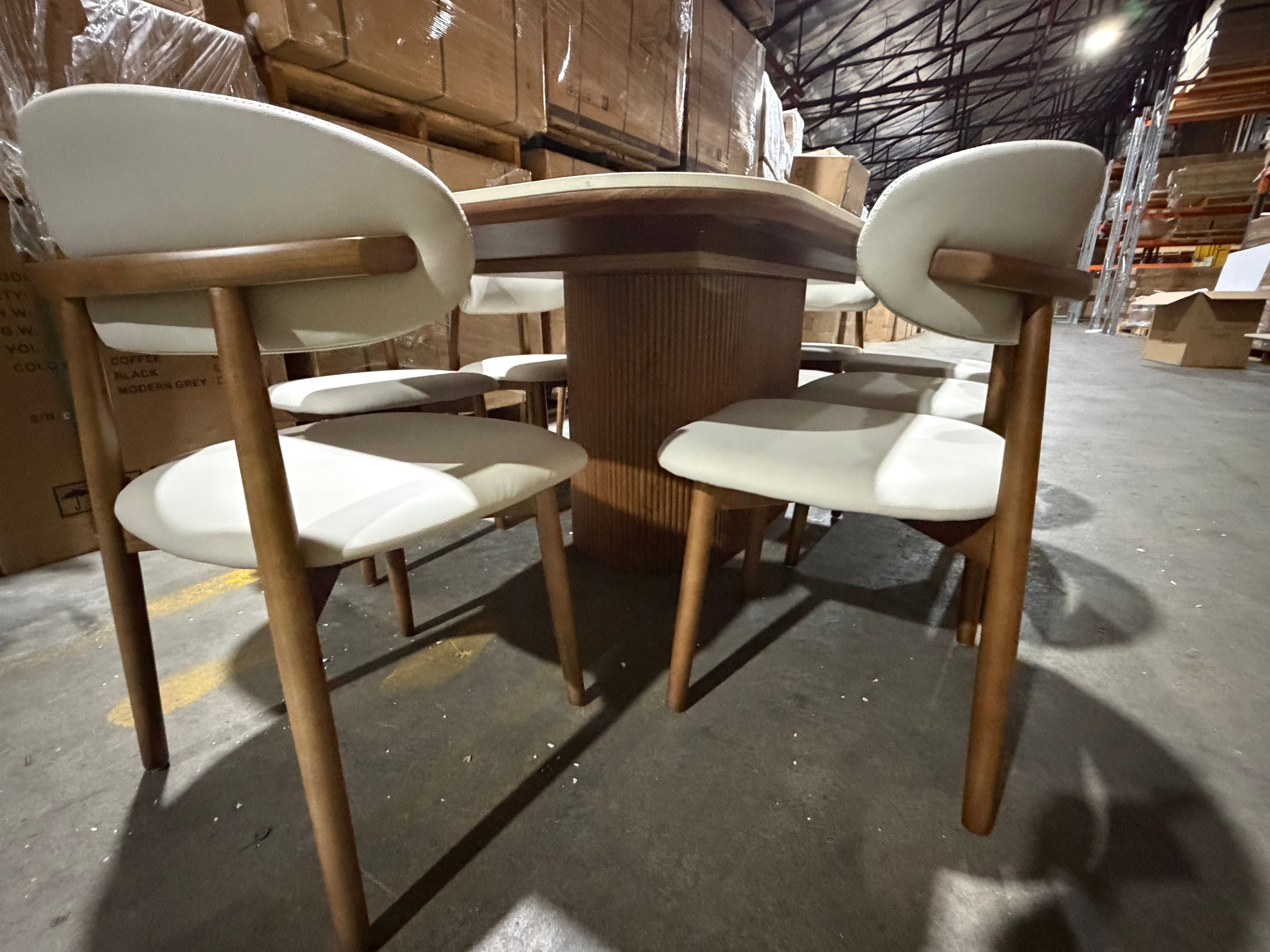 Texas 9pce Dining Setting 2100 Table Ceramic Top 8X PU Chairs