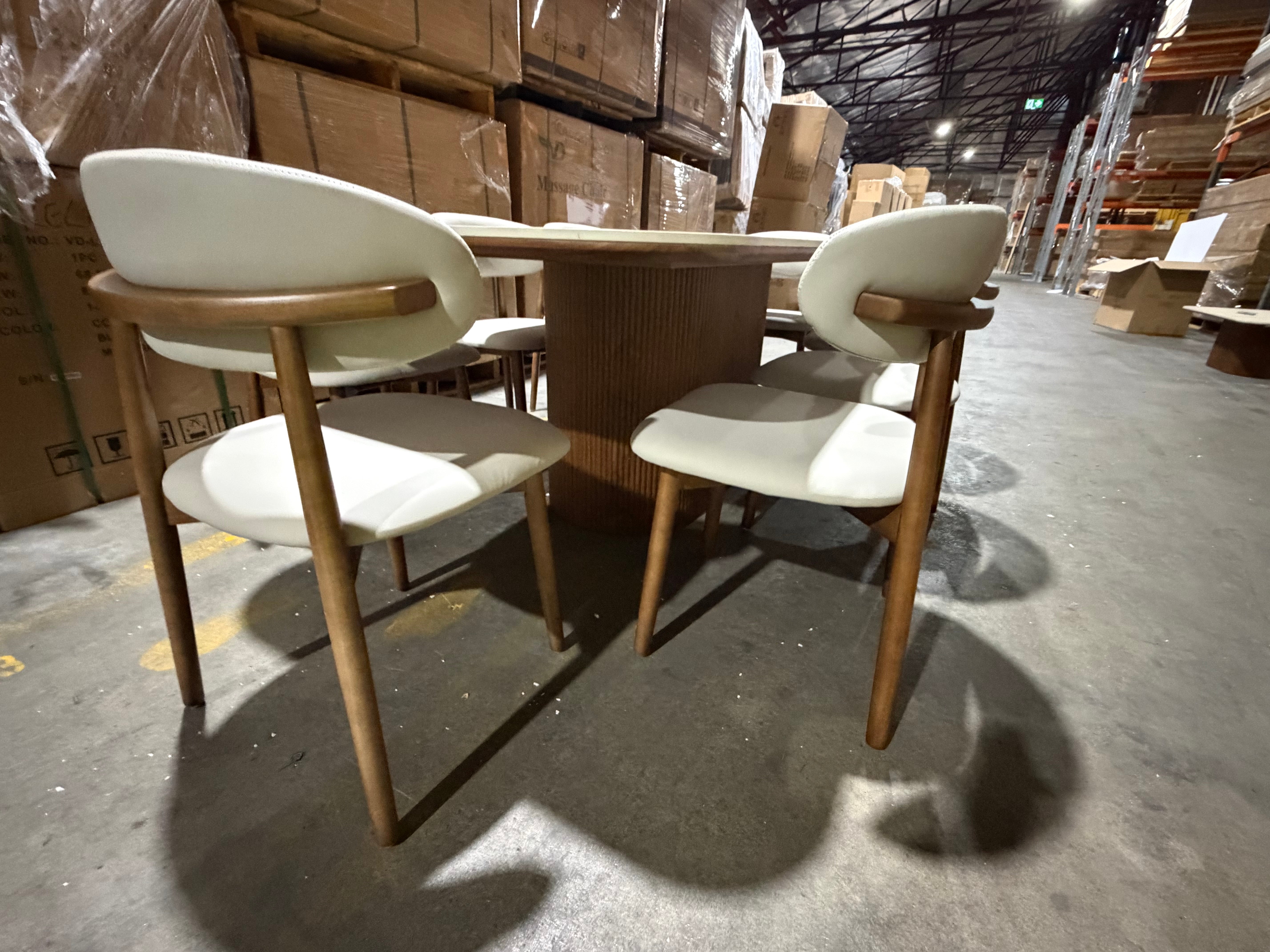 Texas 9pce Dining Setting 2100 Table Ceramic Top 8X PU Chairs