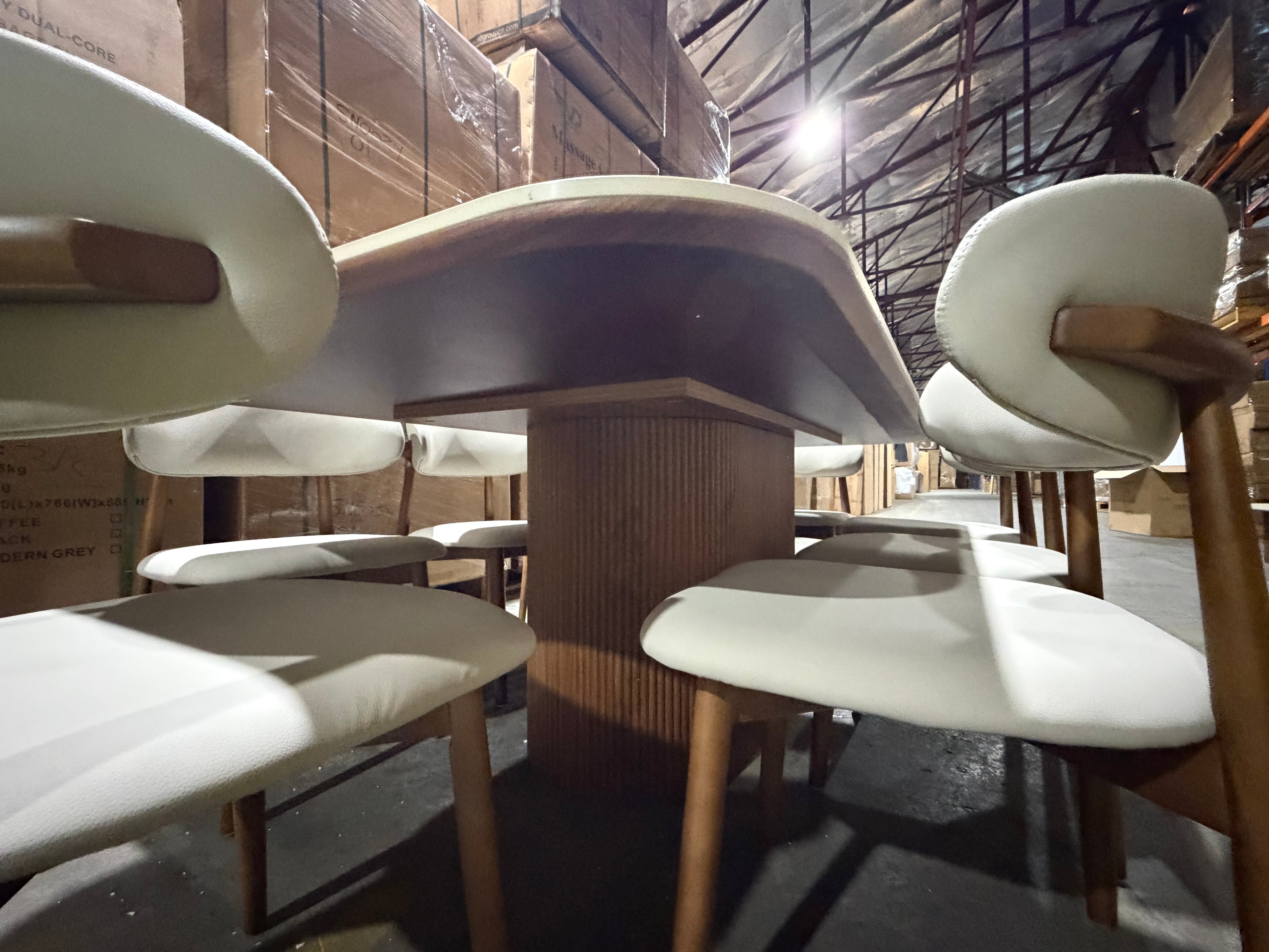 Texas 9pce Dining Setting 2100 Table Ceramic Top 8X PU Chairs