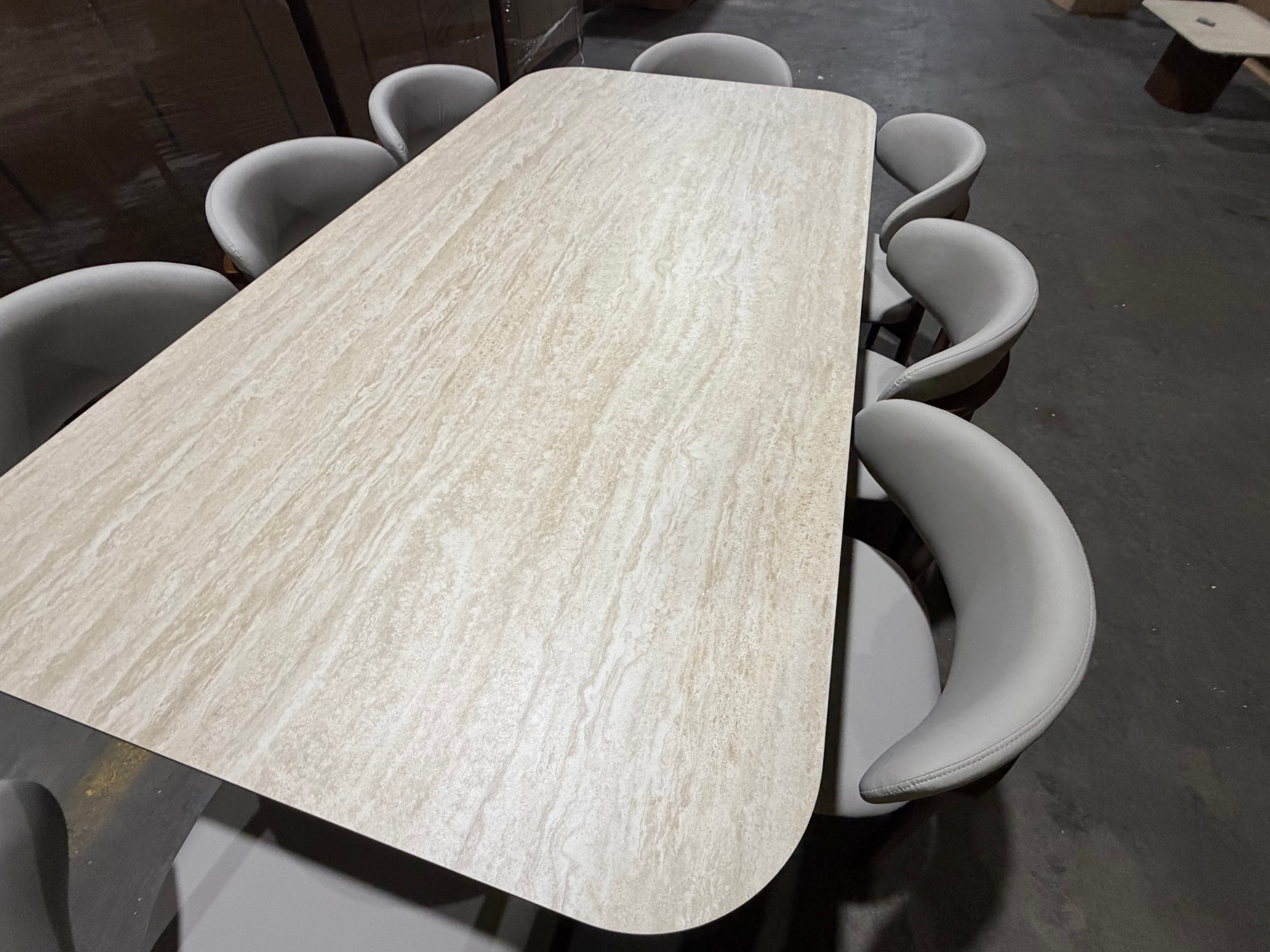 Texas 9pce Dining Setting 2100 Table Ceramic Top 8X PU Chairs
