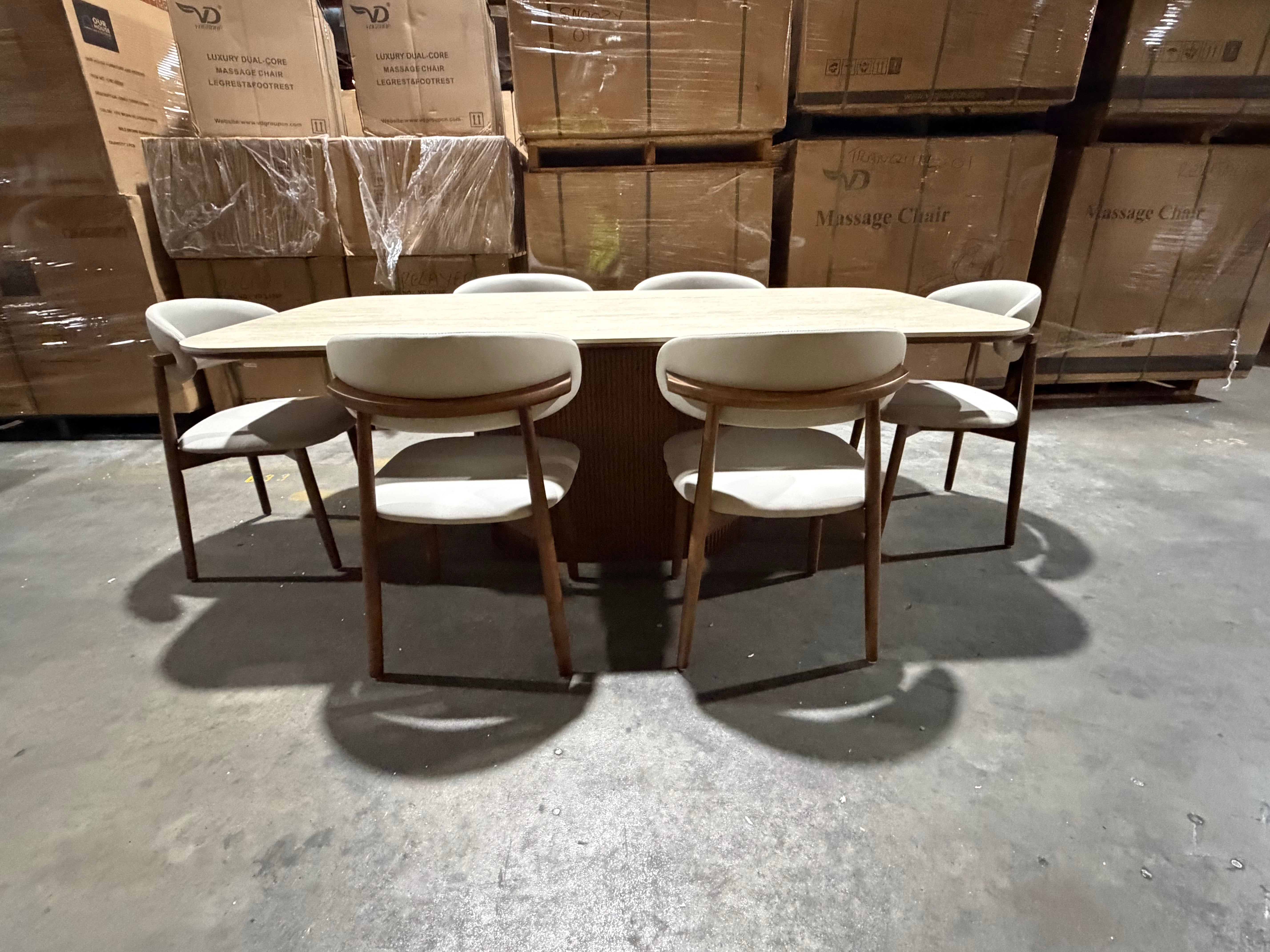 Texas 7pce Dining Setting 1800 Table & 6X PU Chairs