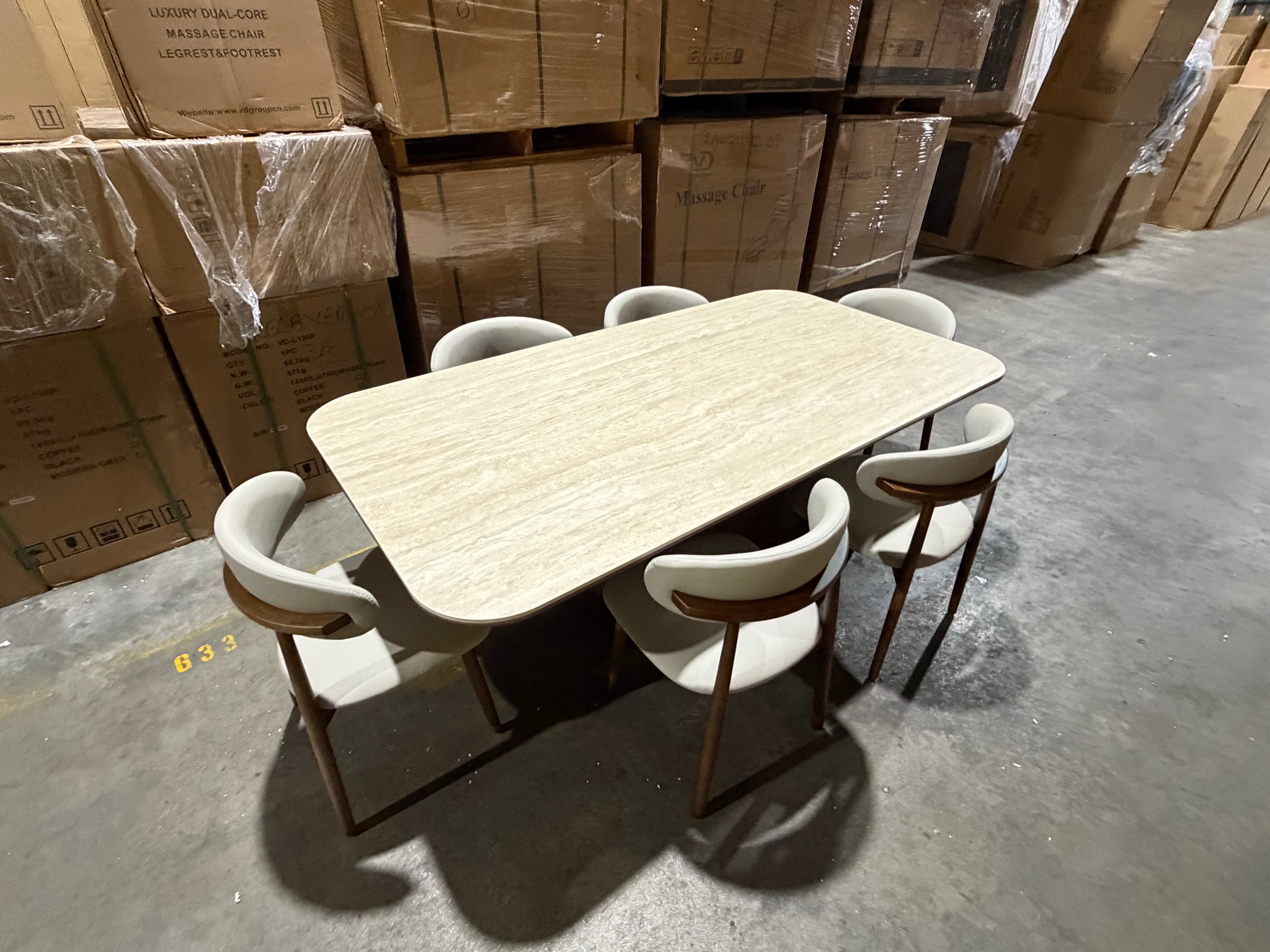 Texas 7pce Dining Setting 1800 Table & 6X PU Chairs