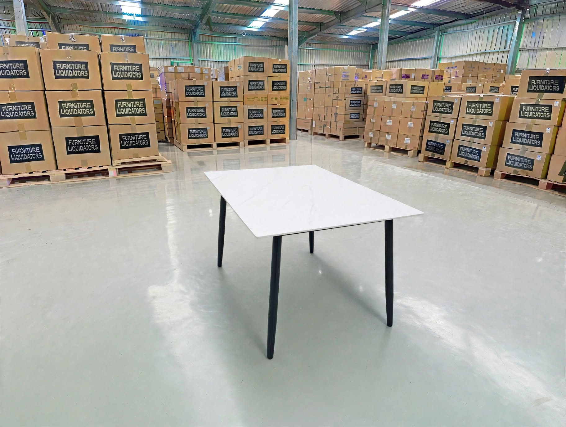Stacy 1800x900 Sintered Stone Table Black Metal Frame