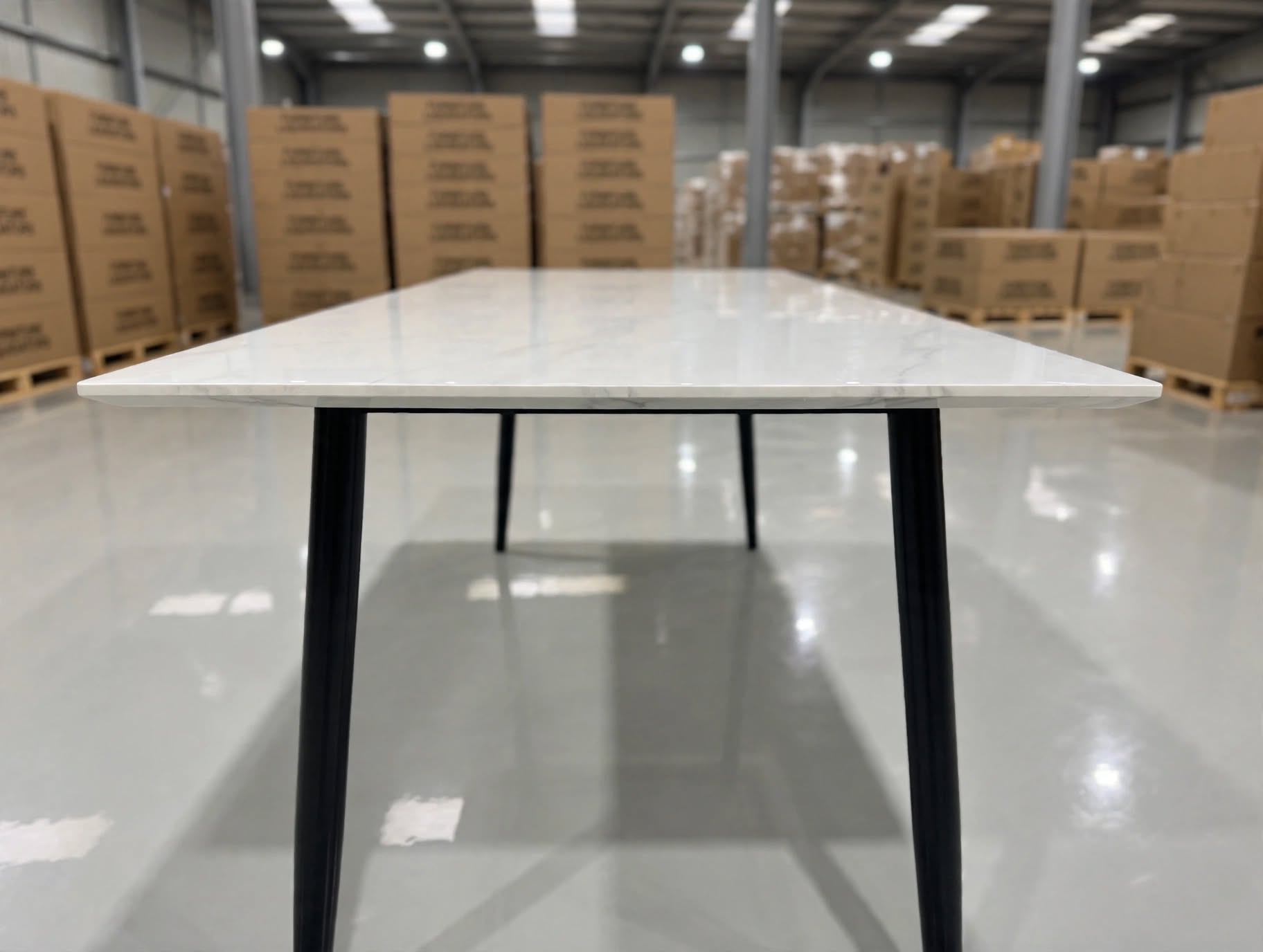 Stacy 1800x900 Sintered Stone Table Black Metal Frame