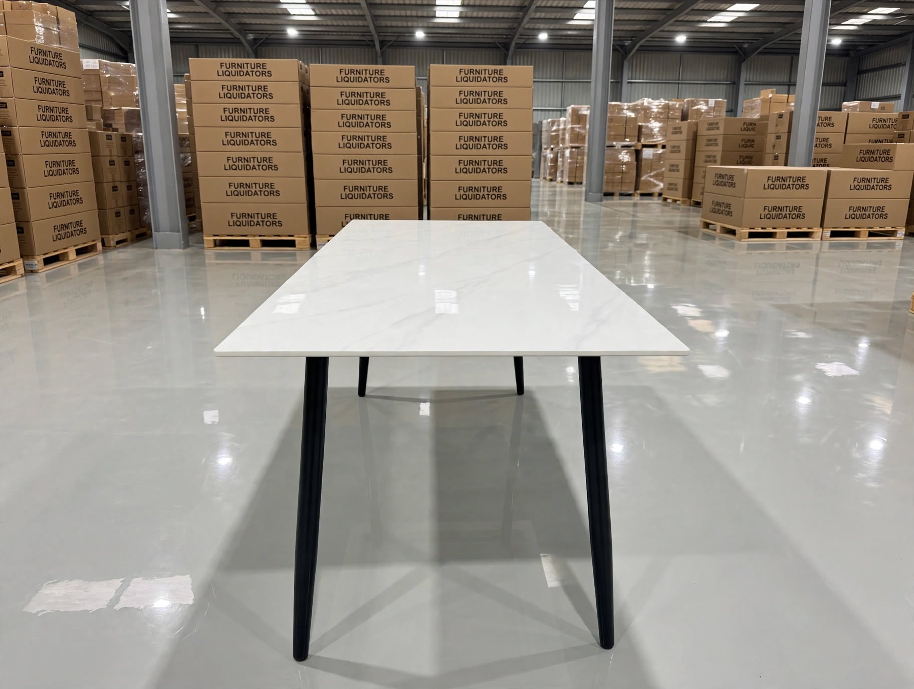Stacy 1800x900 Sintered Stone Table Black Metal Frame