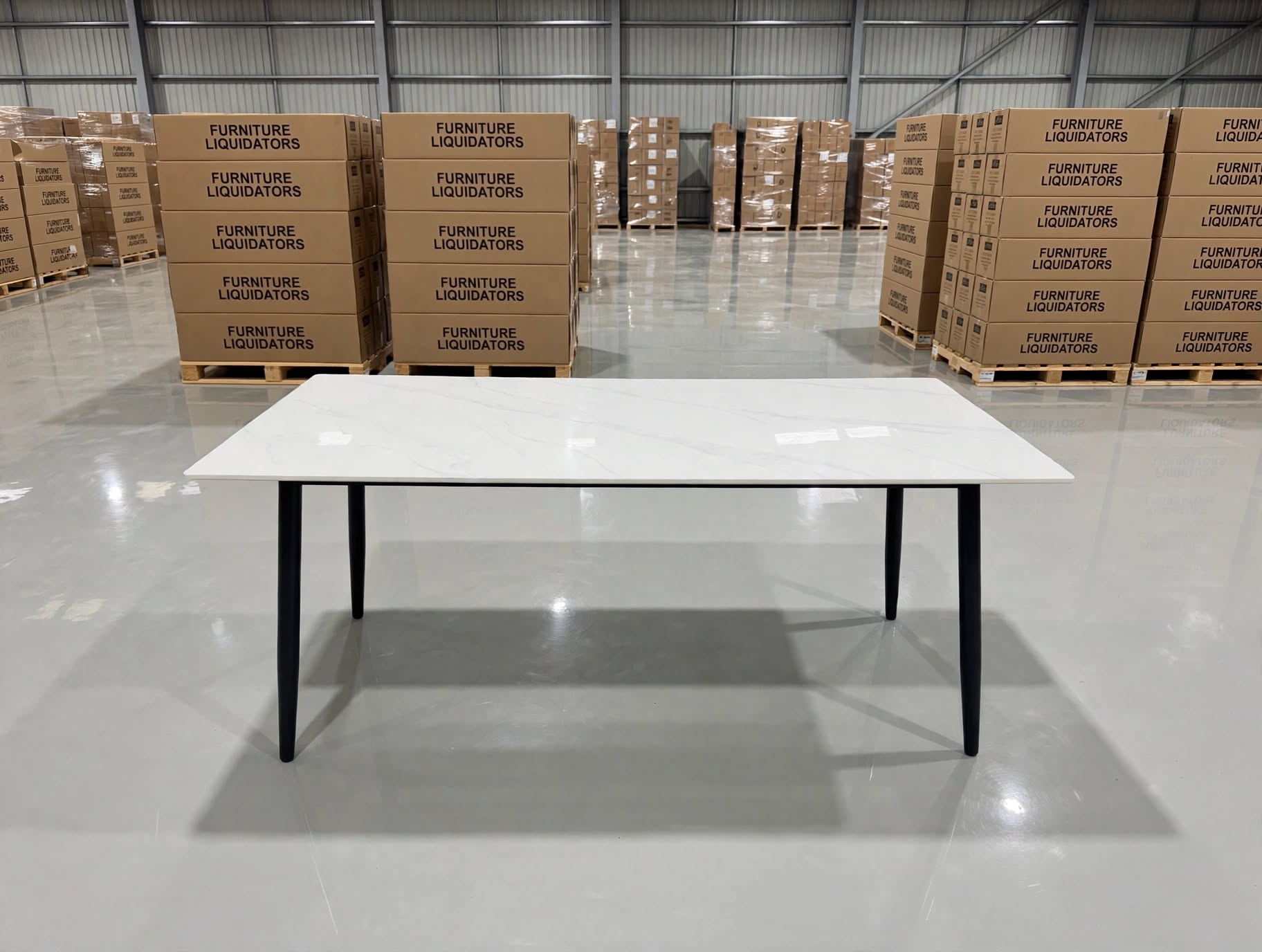 Stacy 1800x900 Sintered Stone Table Black Metal Frame