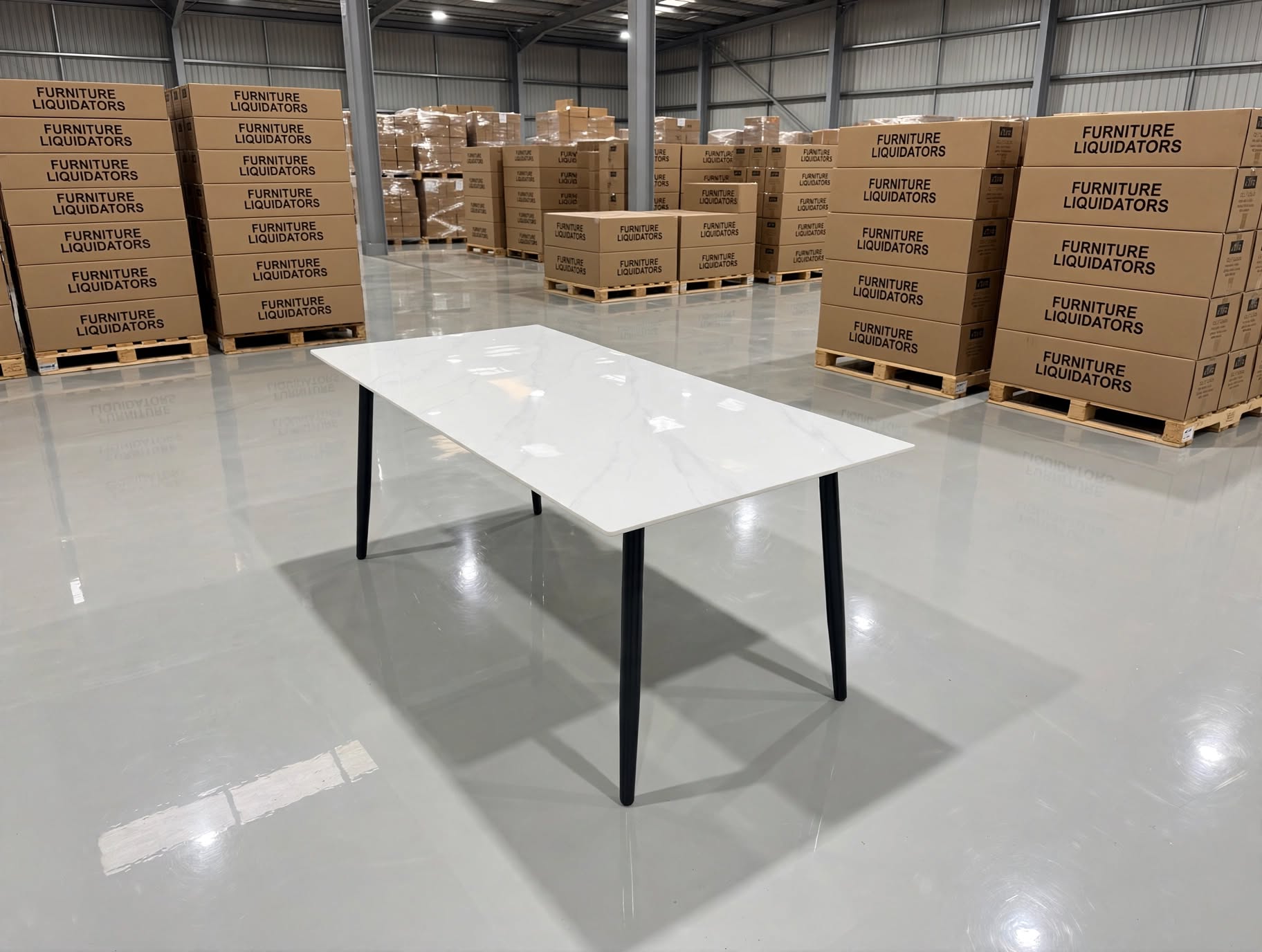 Stacy 1800x900 Sintered Stone Table Black Metal Frame