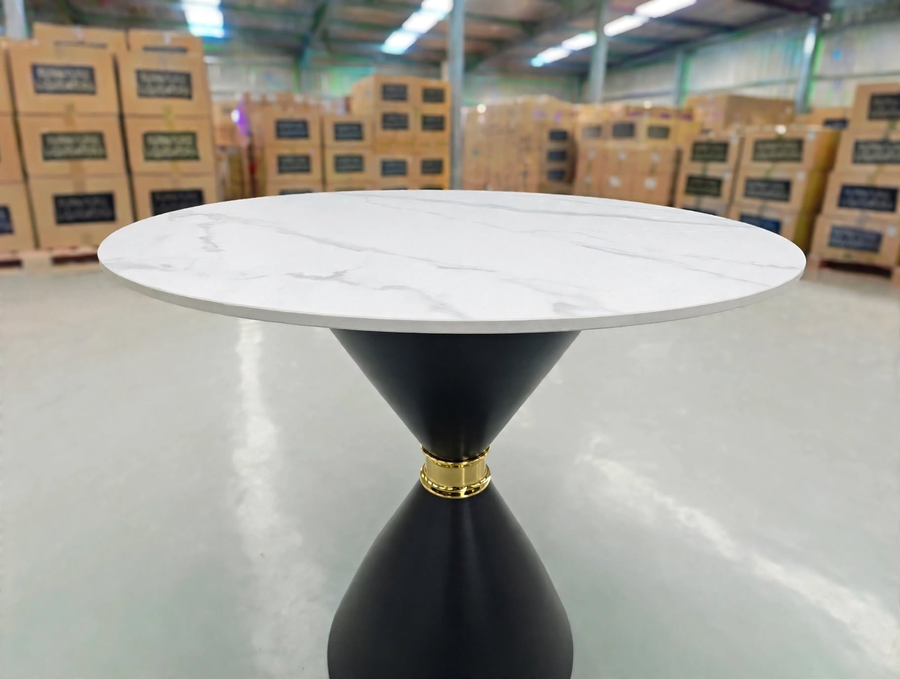 Stacy 800 Round Dining Table Sintered Stone Top Metal Base