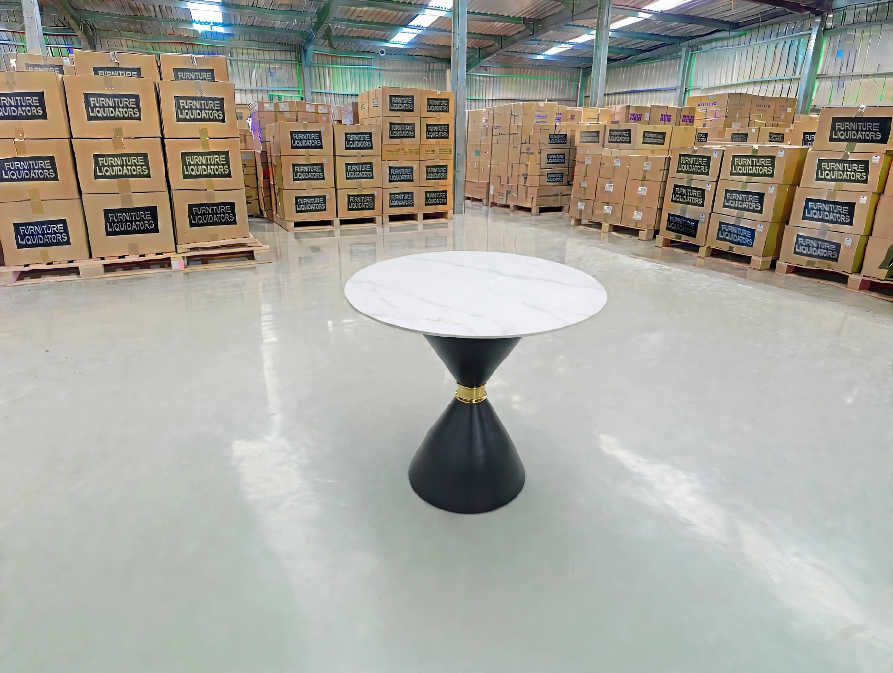 Stacy 800 Round Dining Table Sintered Stone Top Metal Base