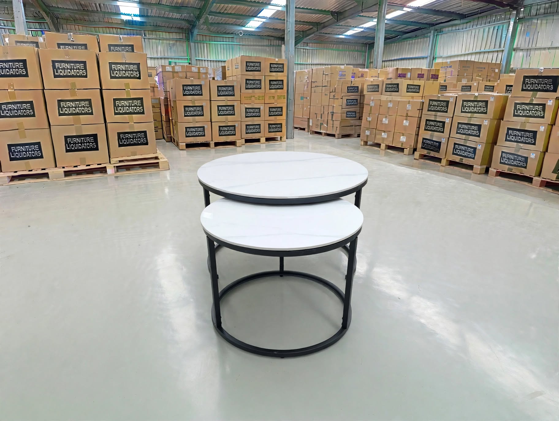 Stacy 2 PCE Coffee Table Set Sintered Stone Top Black Frame