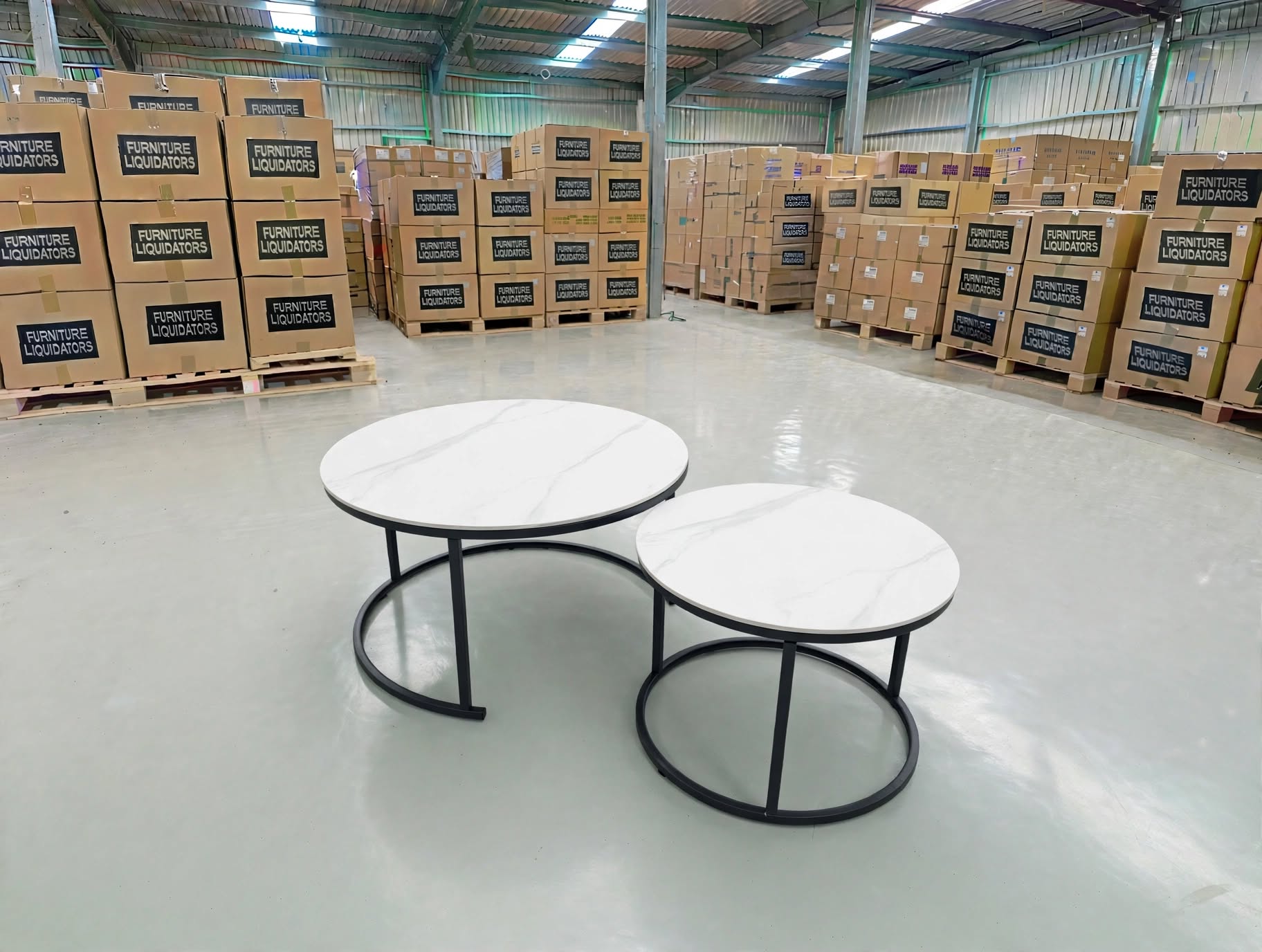Stacy 2 PCE Coffee Table Set Sintered Stone Top Black Frame