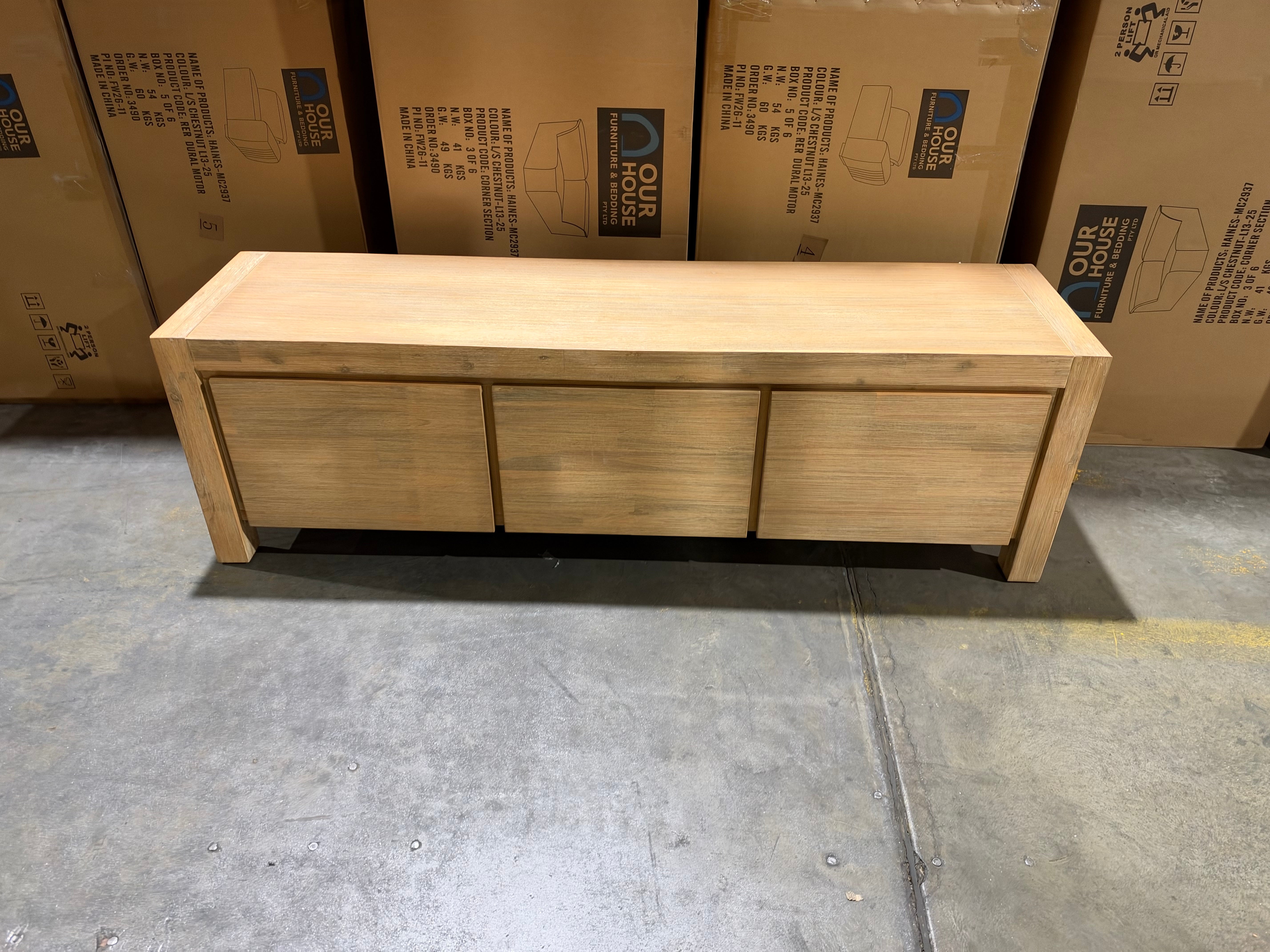 Beachport TV Unit In Wire Brush Finish