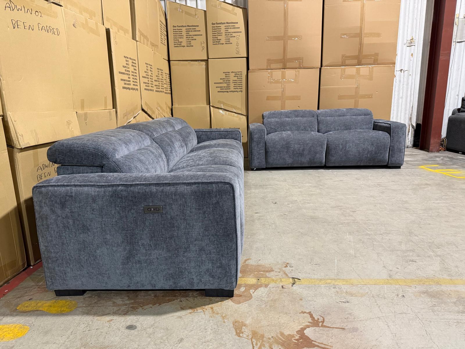 Watford 3 + 2 Electric Recliners in Dark Grey