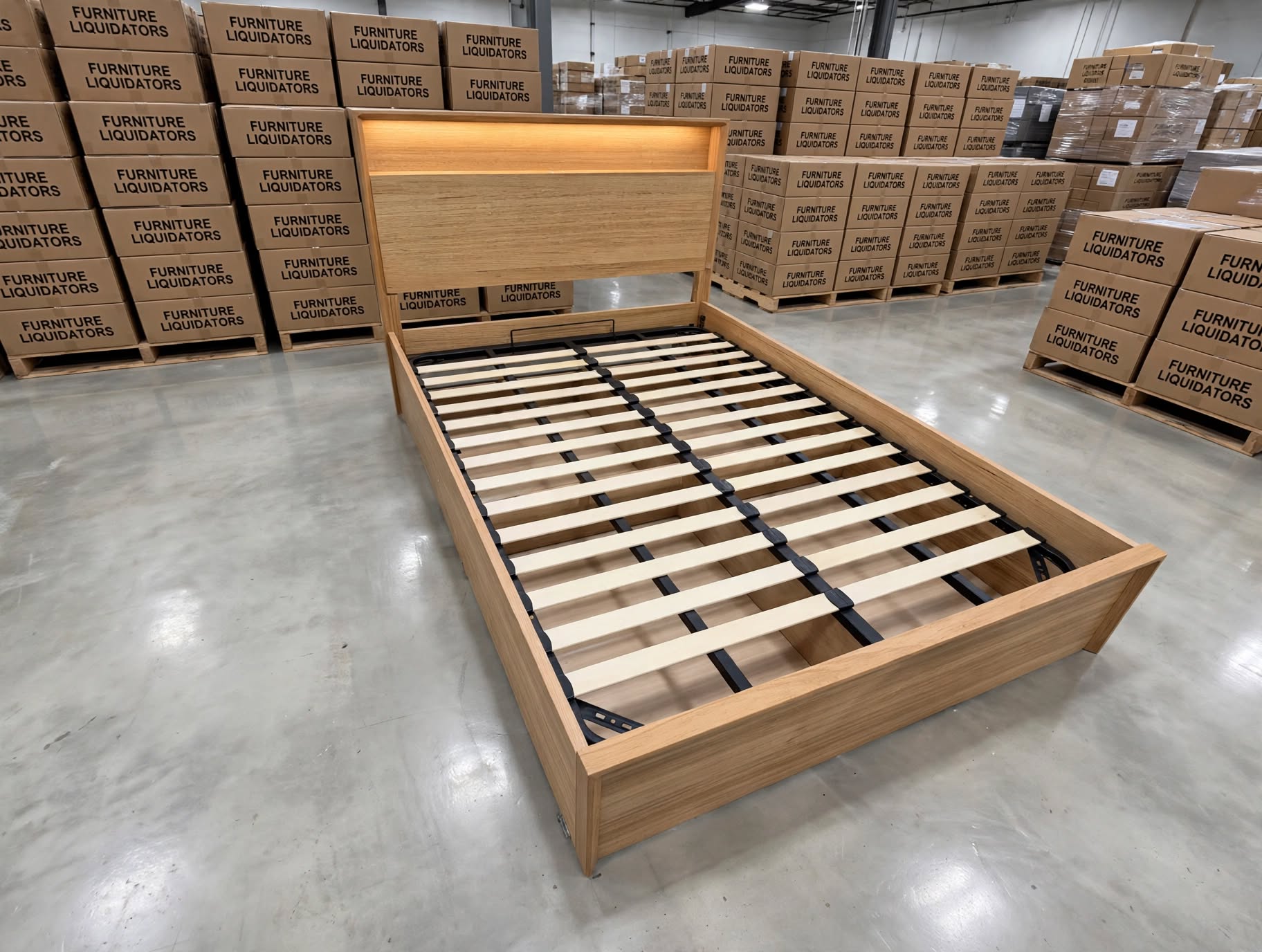 Nashville King Size Bed With Gas Lift Storage In Tassie Oak