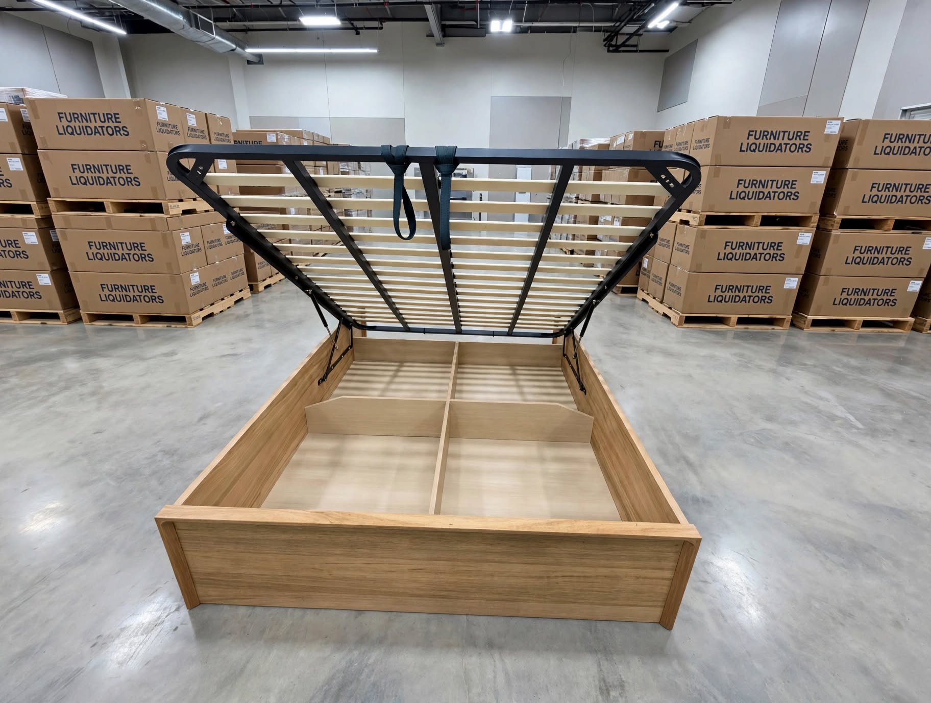 Nashville King Size Bed With Gas Lift Storage In Tassie Oak