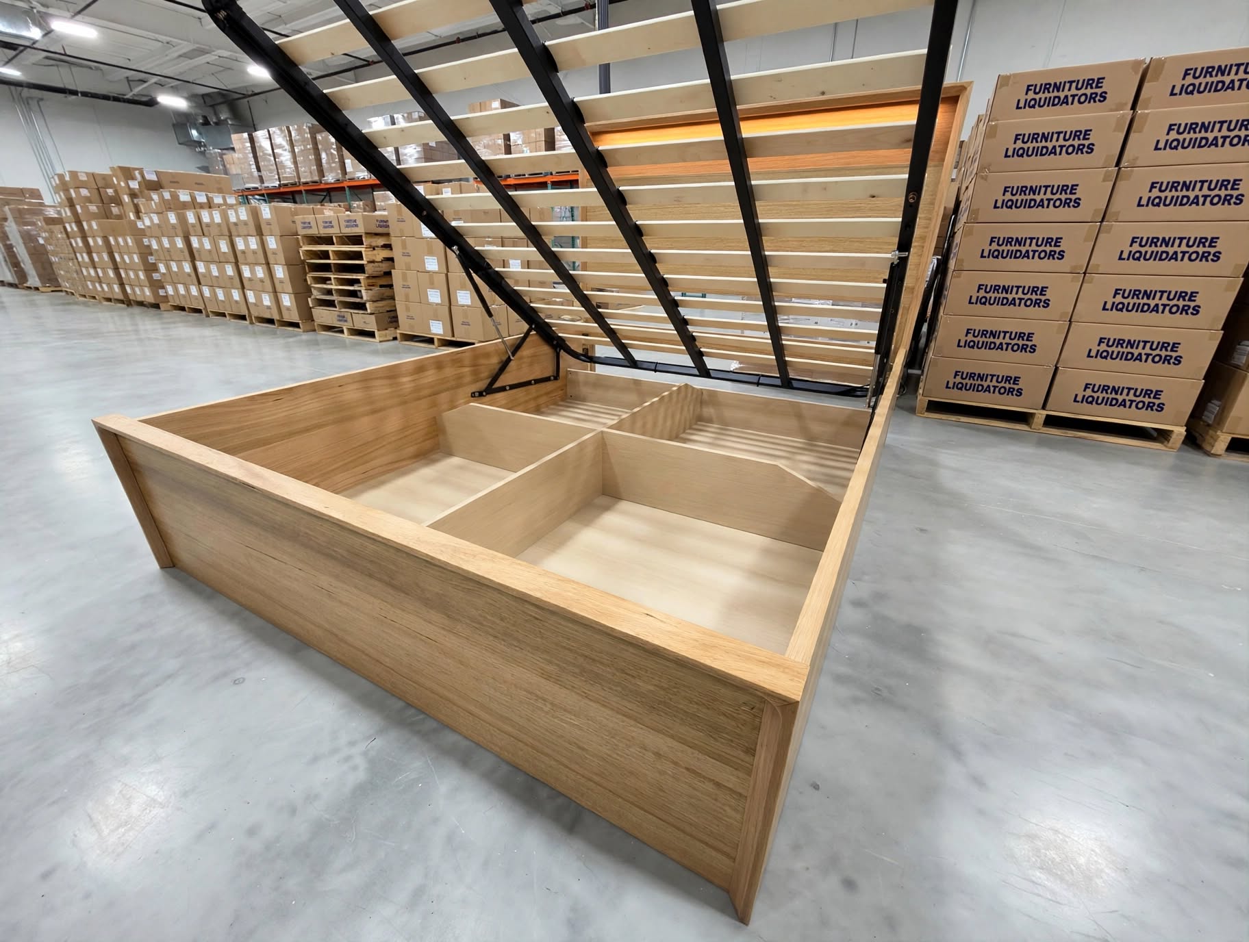 Nashville King Size Bed With Gas Lift Storage In Tassie Oak