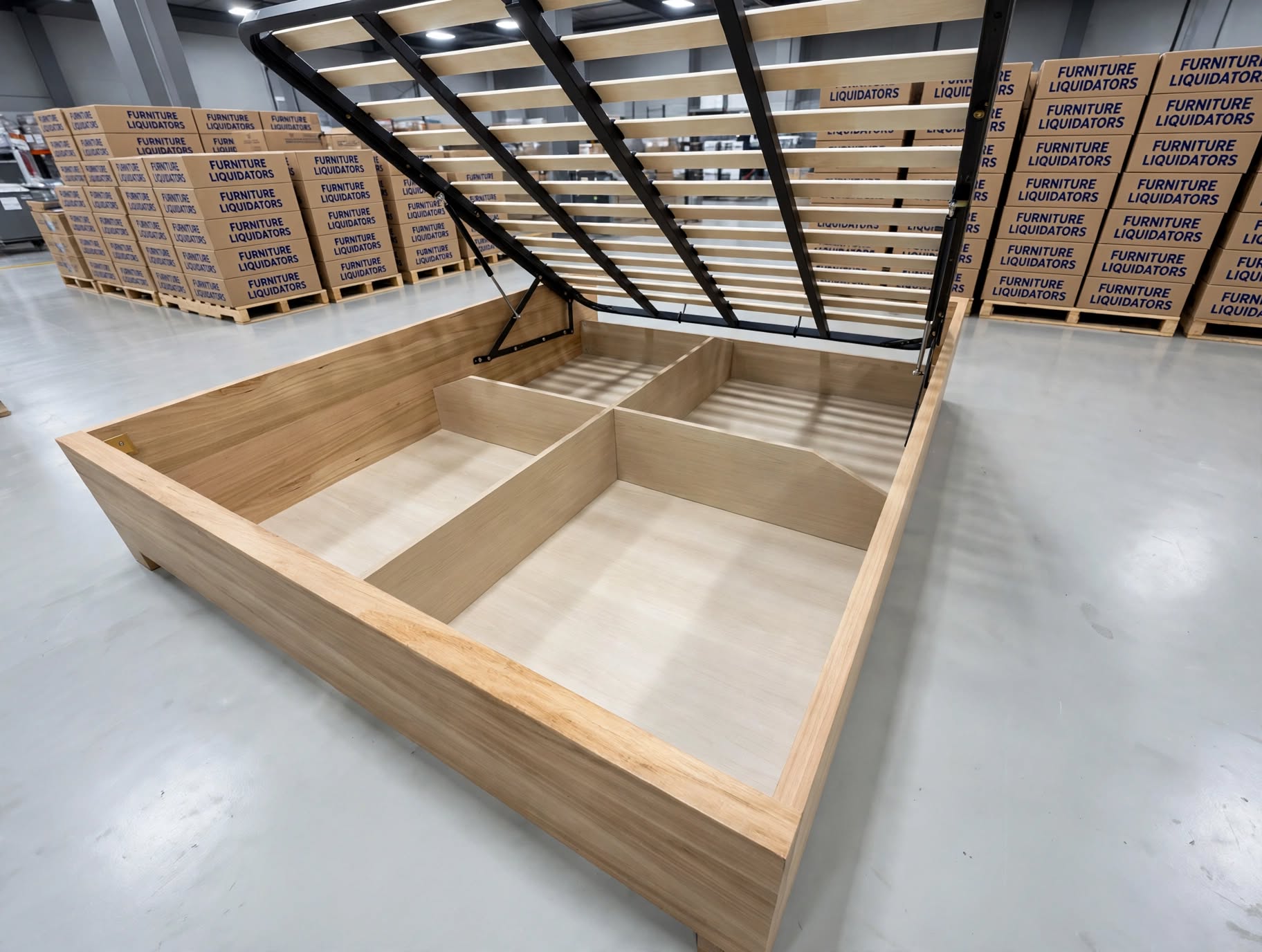 Nashville King Size Bed With Gas Lift Storage In Tassie Oak